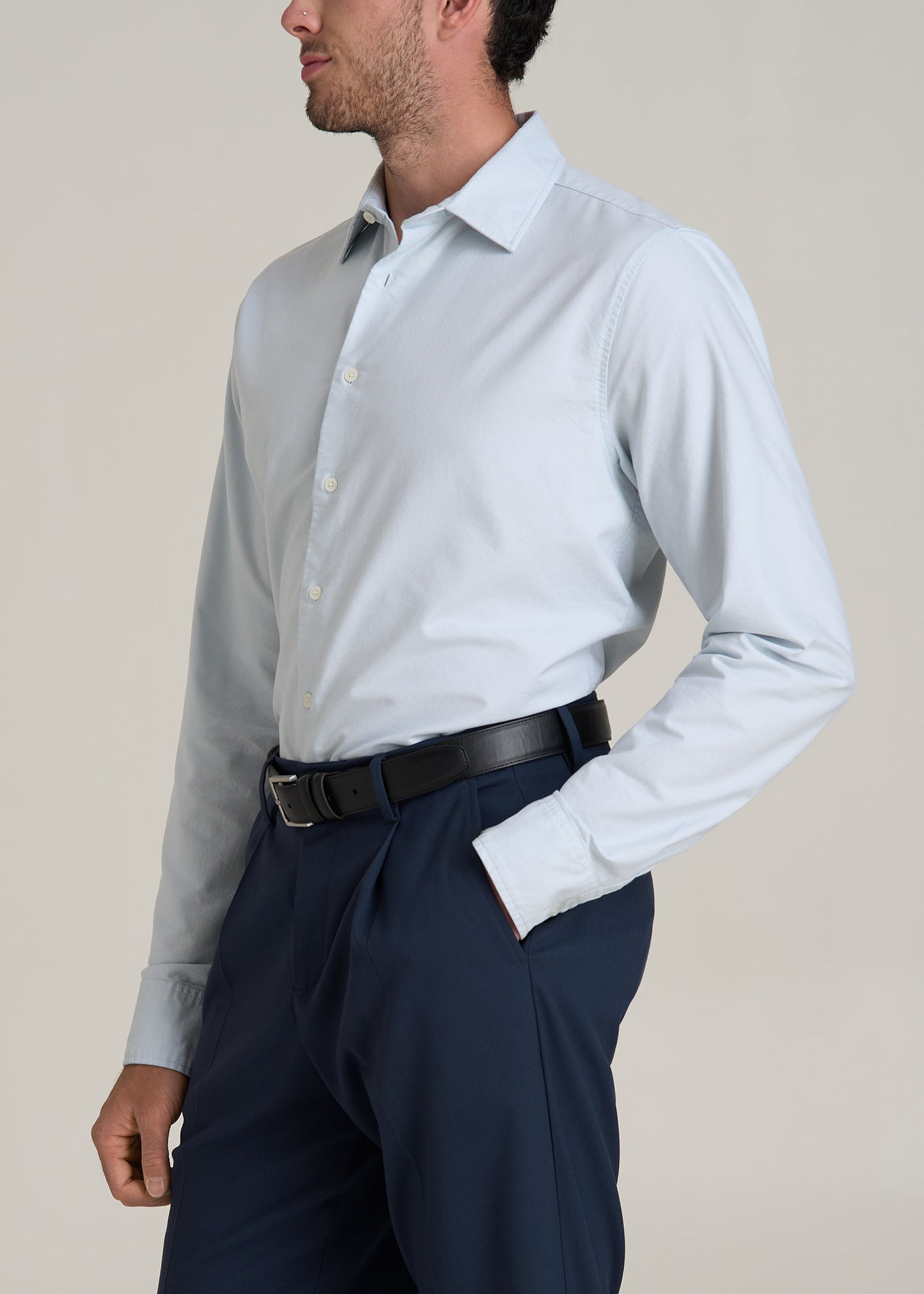 Pinpoint Oxford Shirt for Tall Men in Light Blue