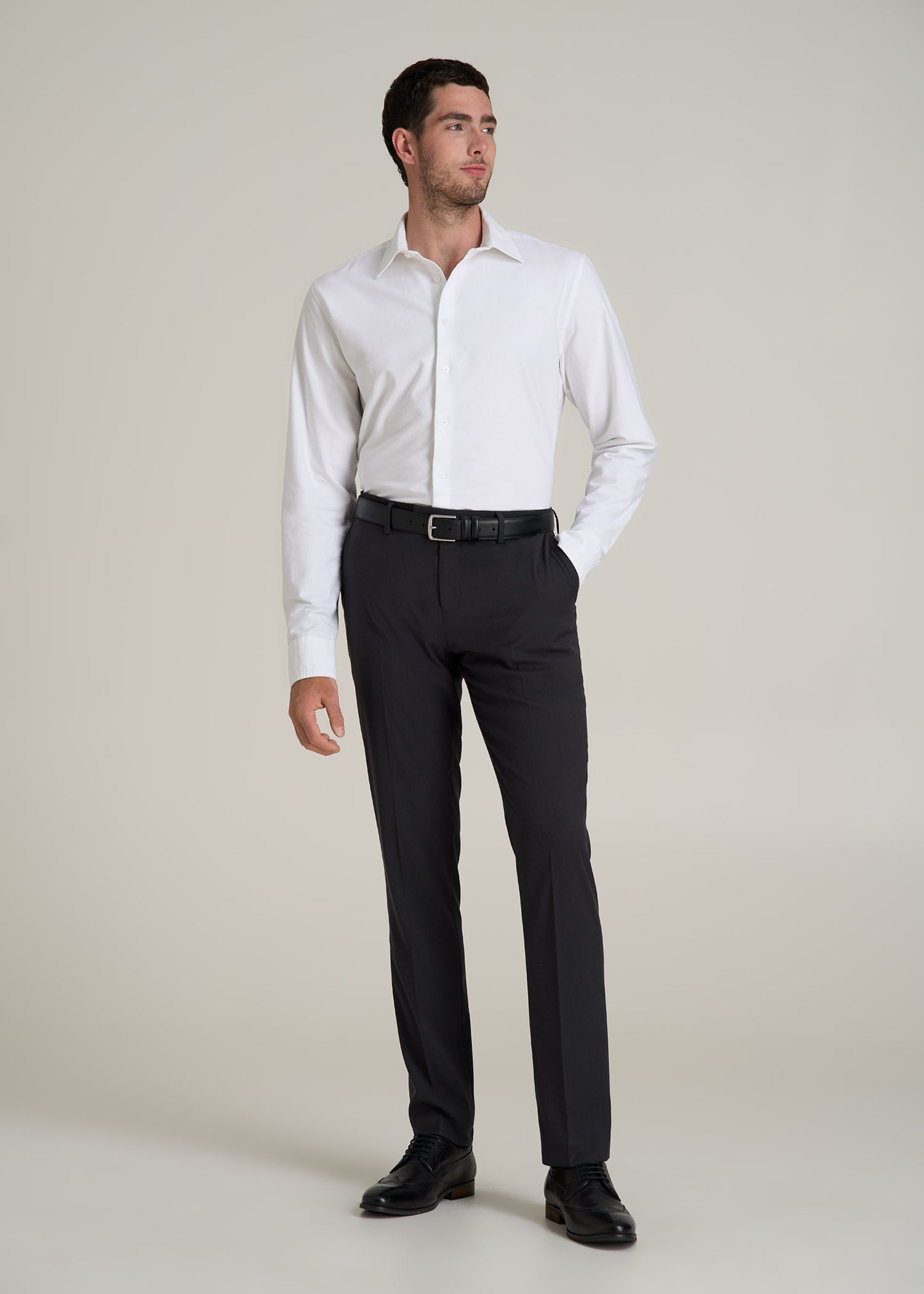 Pinpoint Oxford Shirt for Tall Men in White