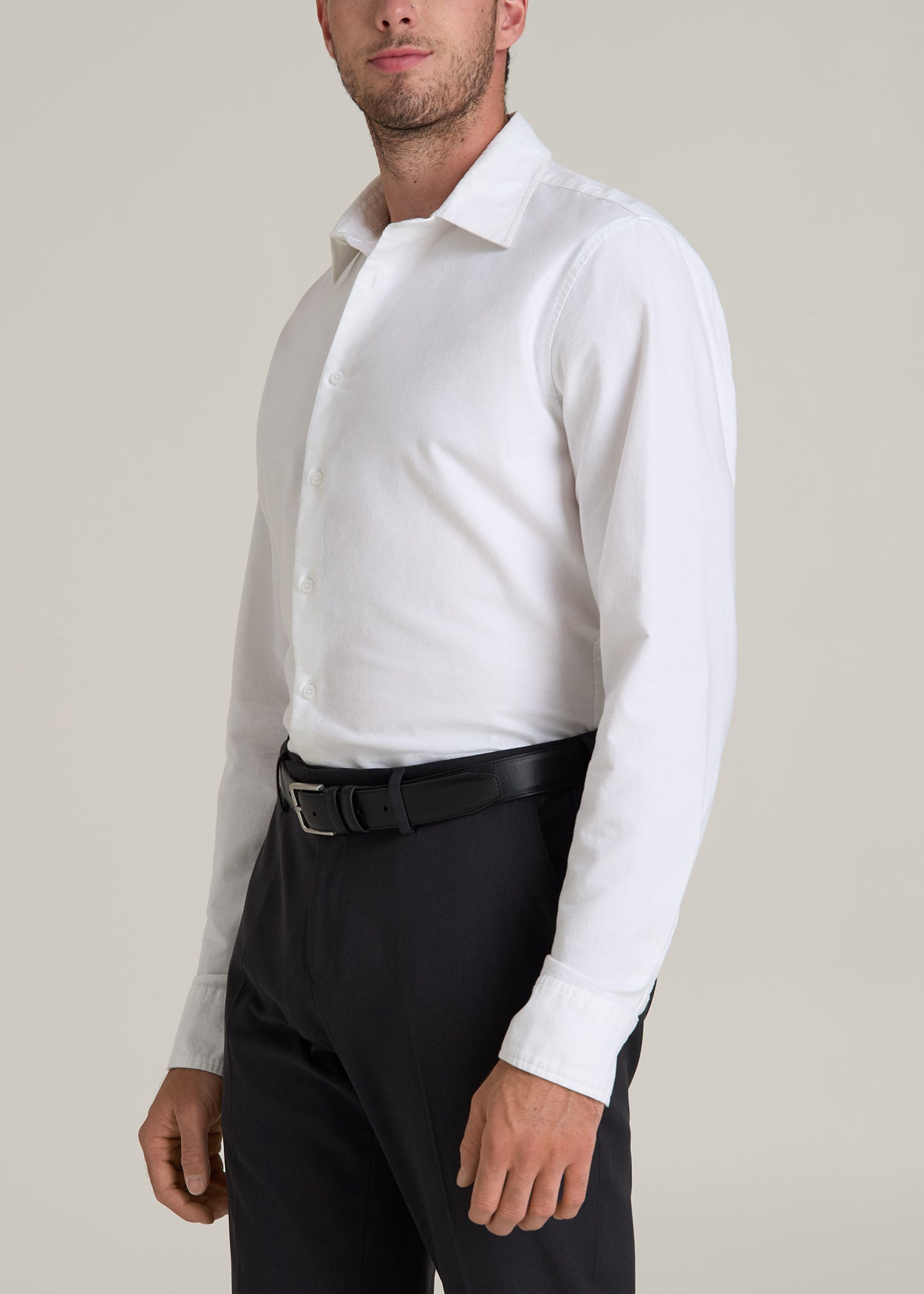 Pinpoint Oxford Shirt for Tall Men in White