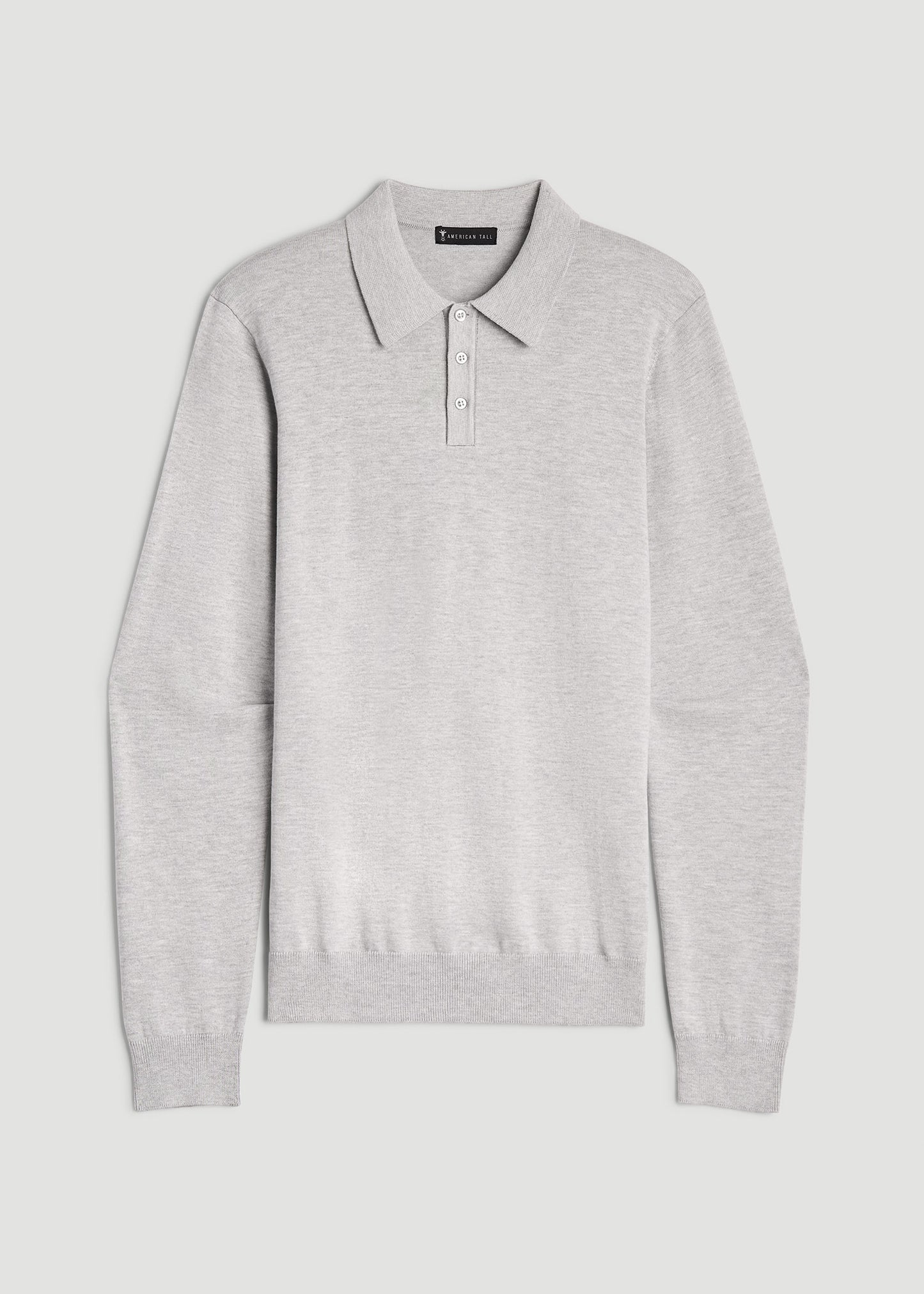 Men’s Tall Polo Sweater in Light Grey