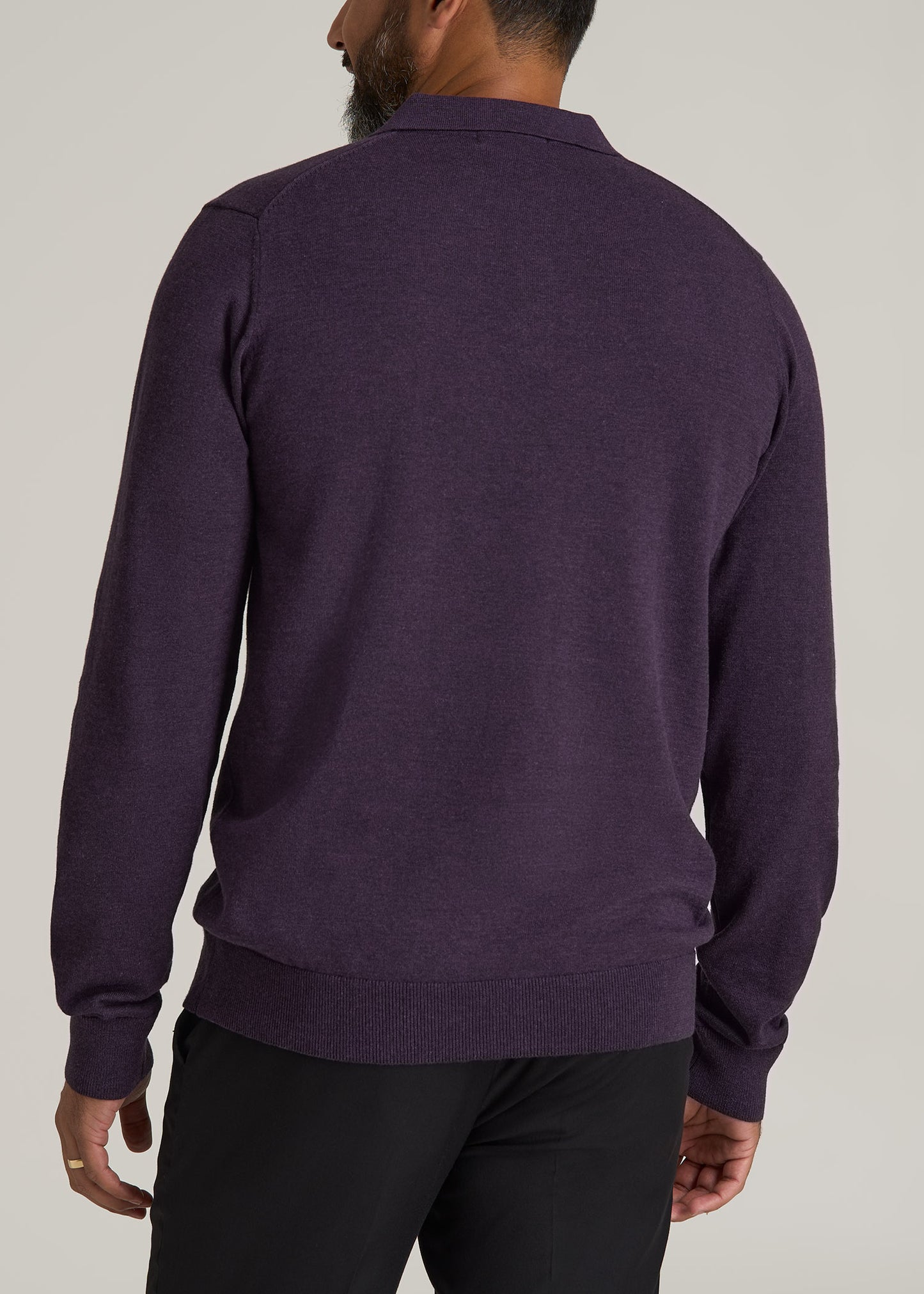 Men’s Tall Polo Sweater in Midnight Plum