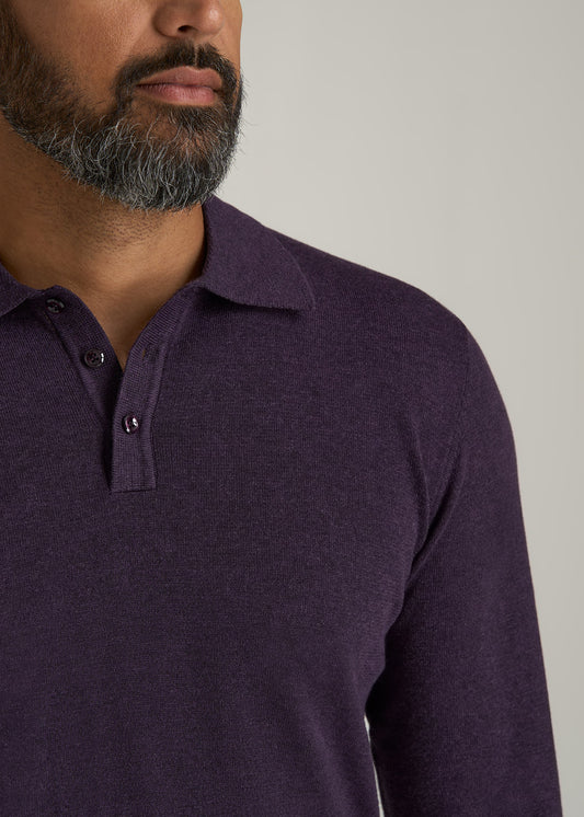 Men’s Tall Polo Sweater in Midnight Plum