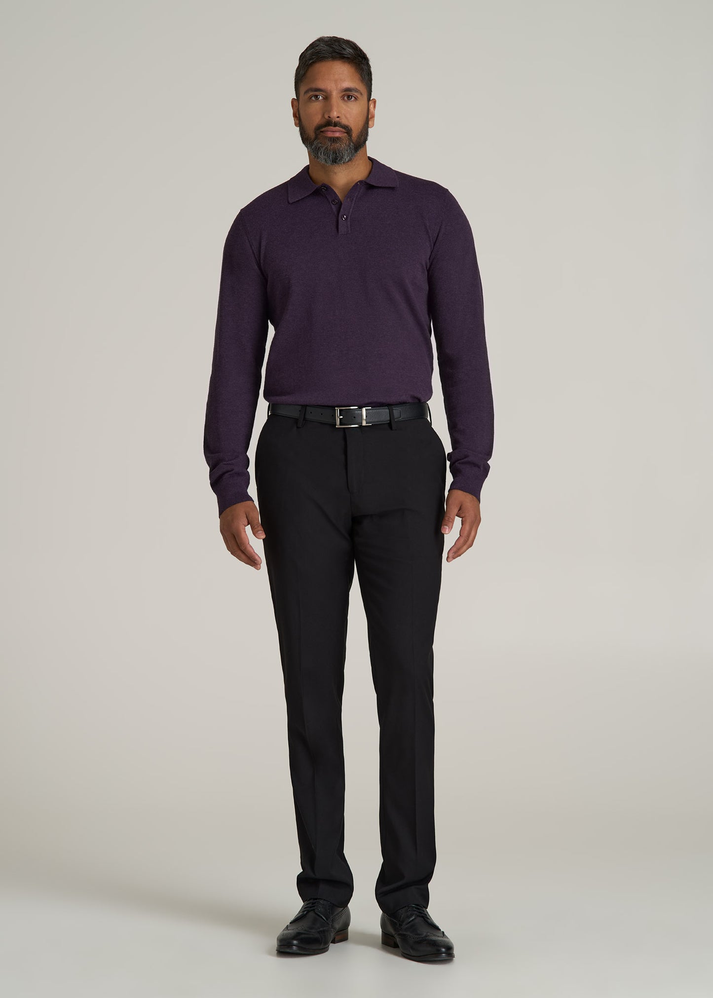 Men’s Tall Polo Sweater in Midnight Plum