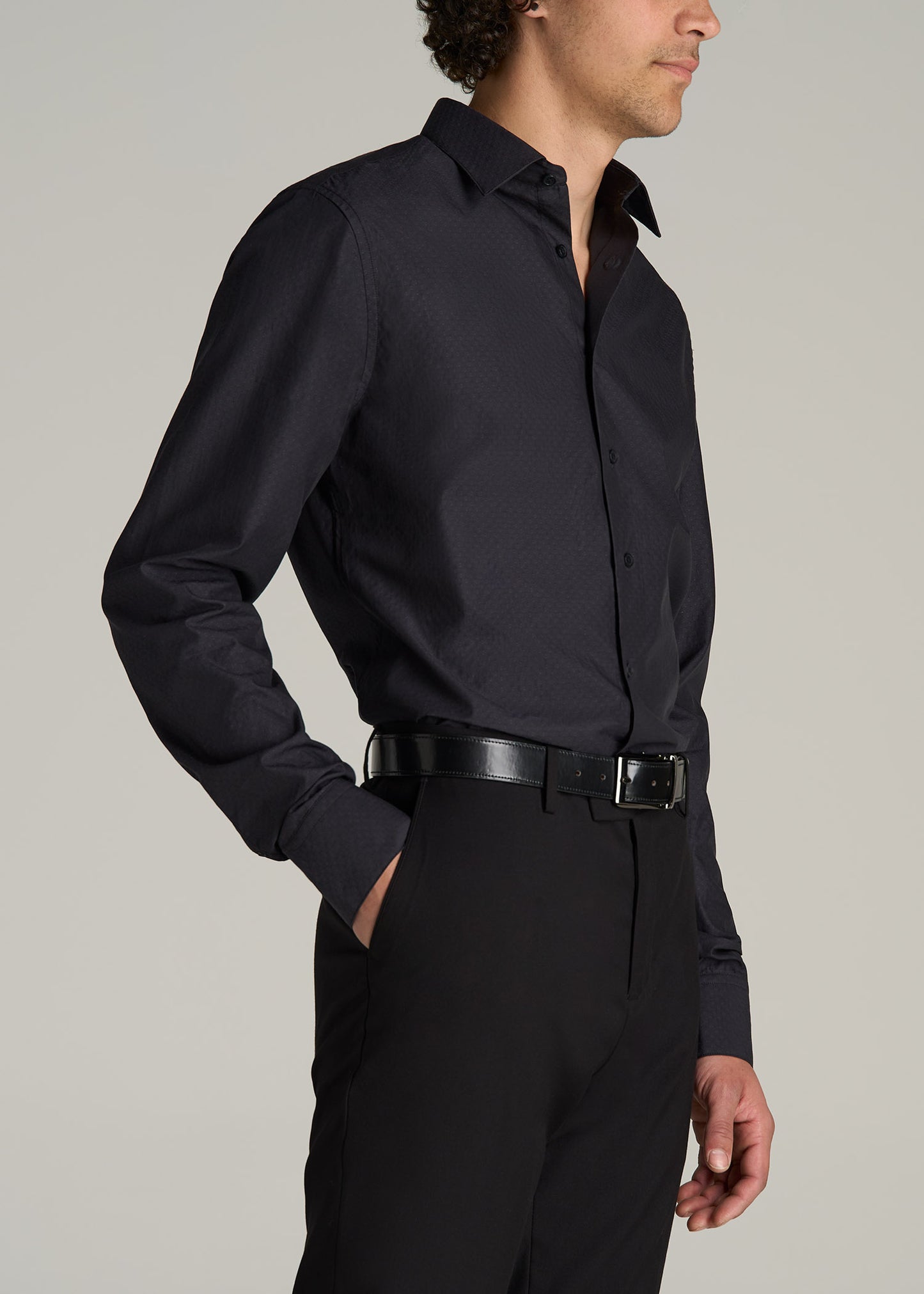 Premium Dress Shirt for Tall Men in Black Diamond