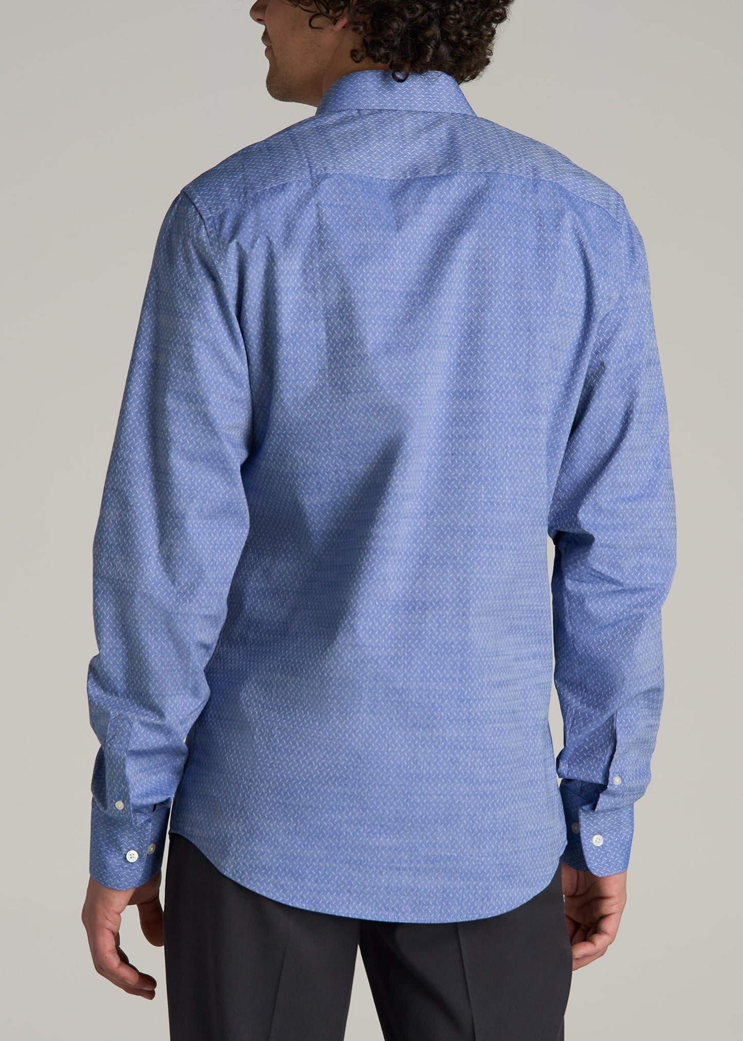 Premium Dress Shirt for Tall Men in Medium Blue Diagonal