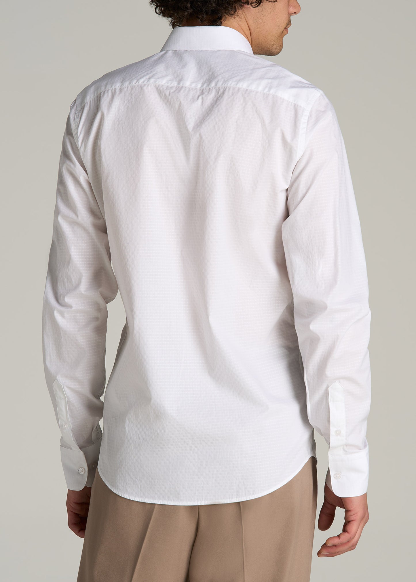 Premium Dress Shirt for Tall Men in White Dobby