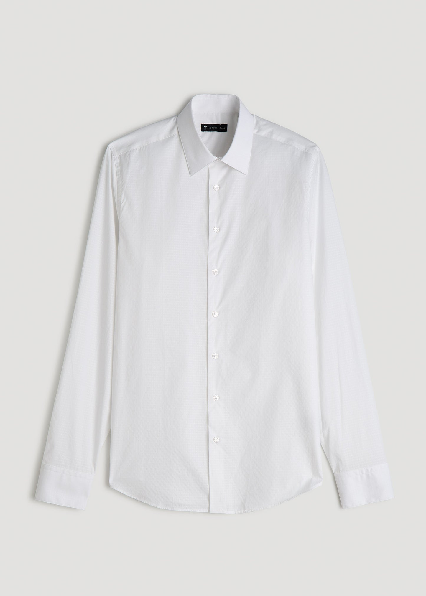 Premium Dress Shirt for Tall Men in White Dobby