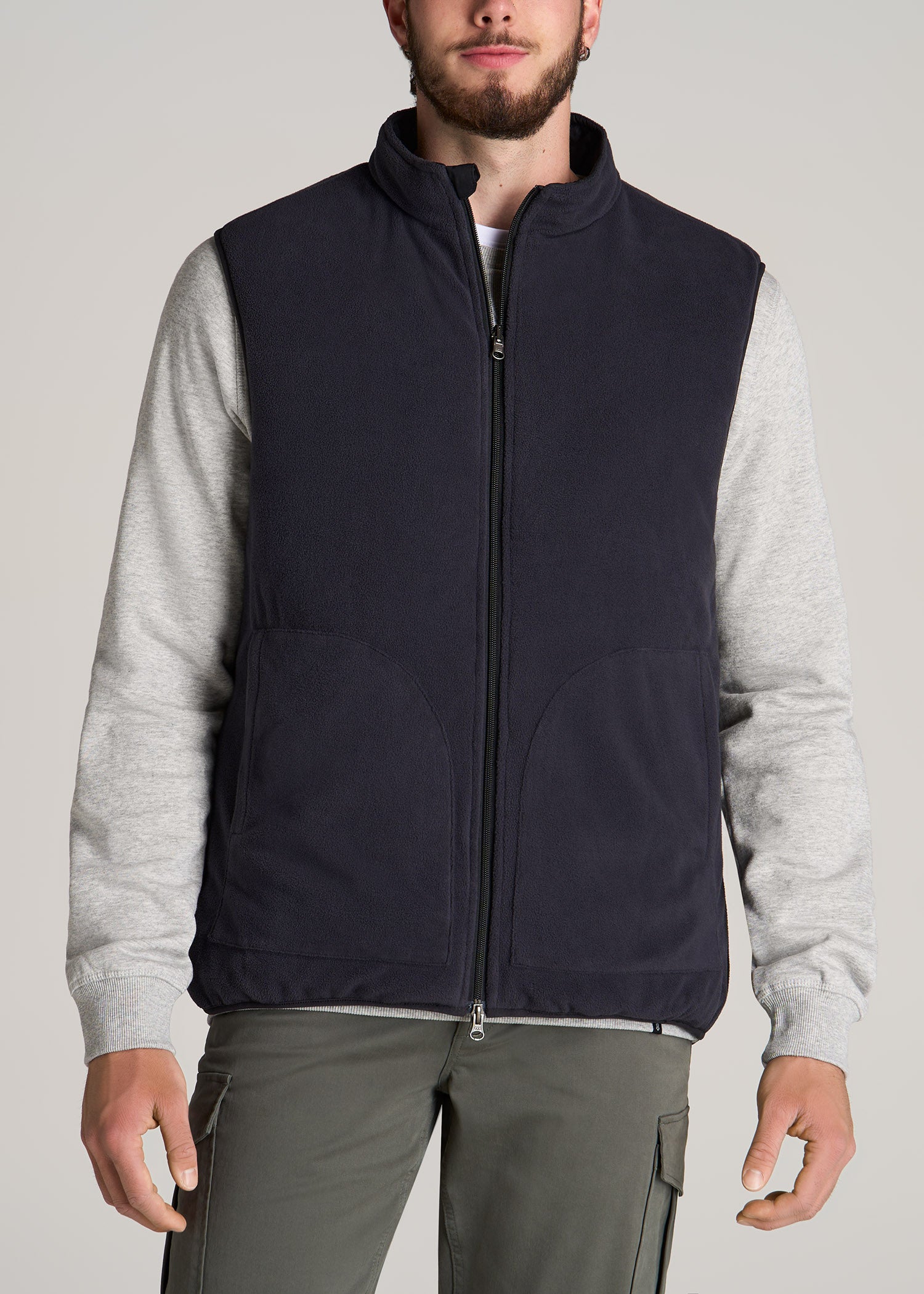 American-Tall-Men-Quilted-Reversible-Vest-Black-Charcoal-front-2