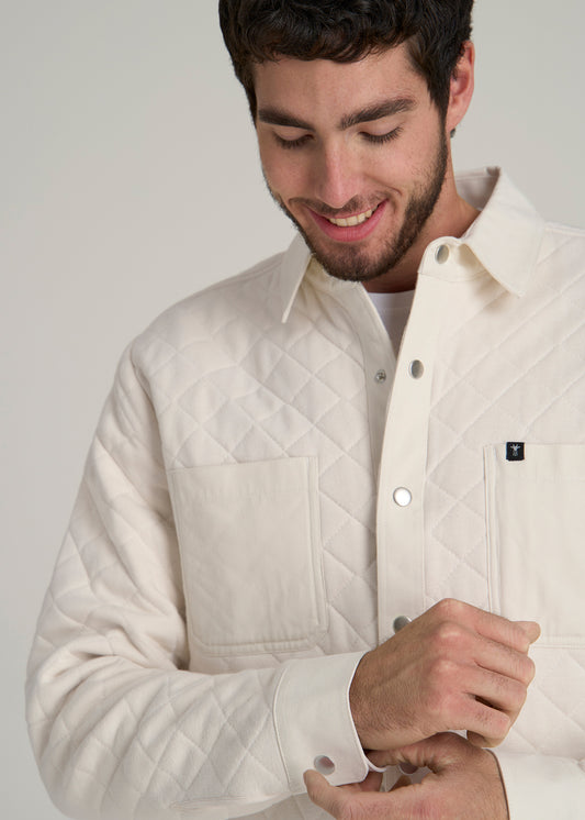 Quilted Shacket for Tall Men in Natural