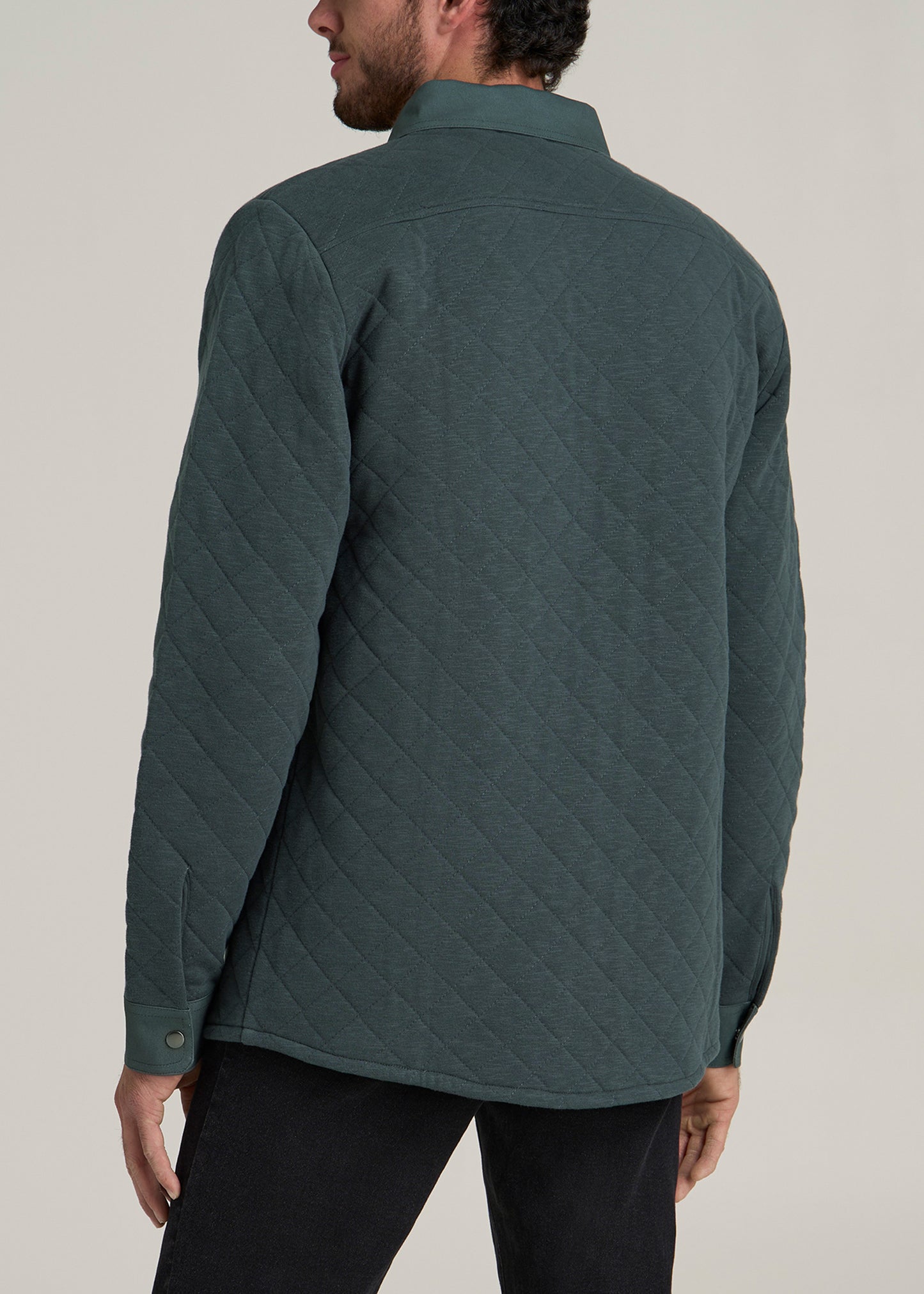 Quilted Shacket for Tall Men in Soft Green