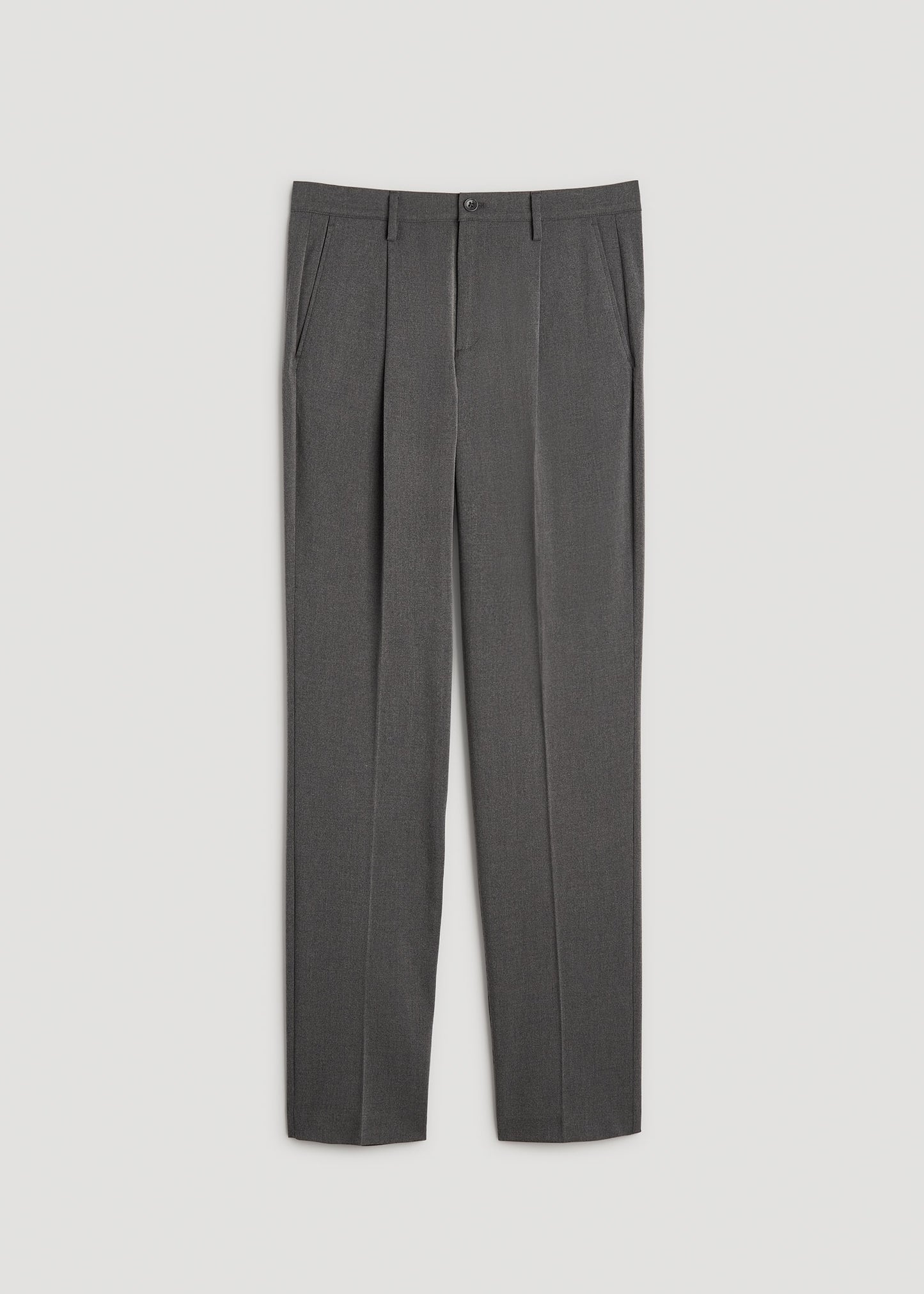 Tall Men's Relaxed Pleated Trouser in Charcoal Mix