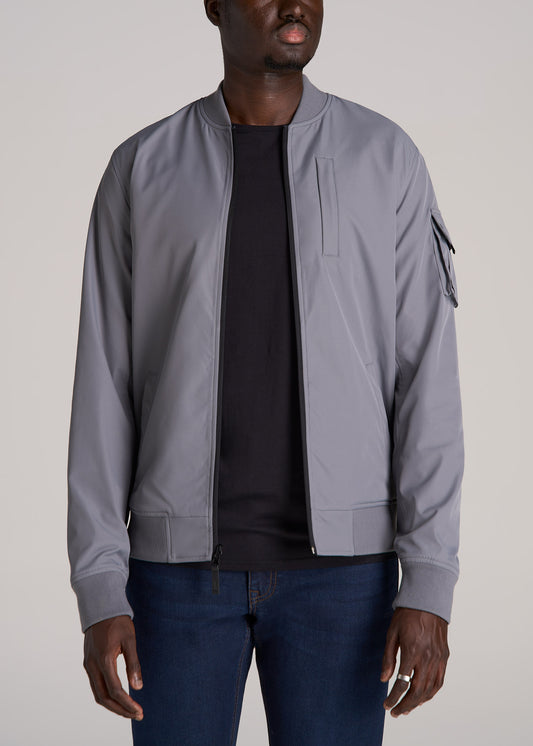 Reversible Men's Tall Bomber Jacket in Fossil Grey and Black