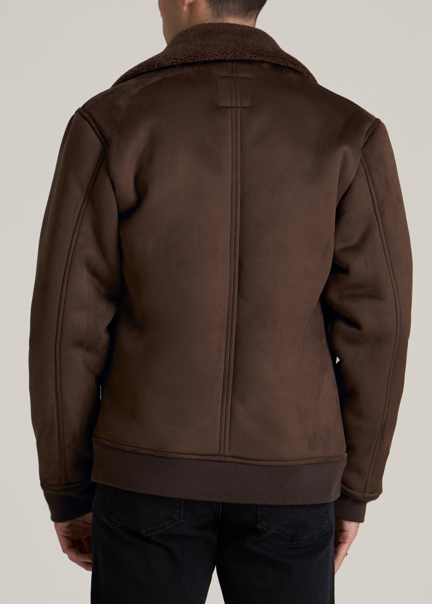 Sherpa Bomber Jacket for Tall Men in Bison Brown