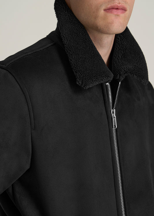 Sherpa Bomber Jacket for Tall Men in Black