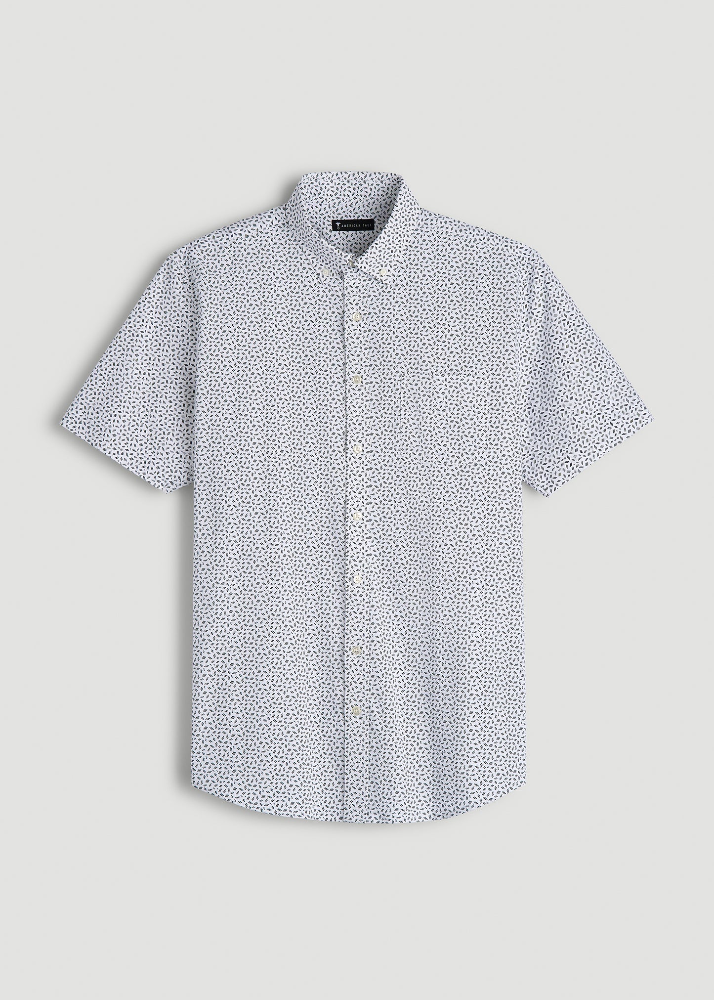 Short Sleeve Shirt for Tall Men in Black and White Geometric