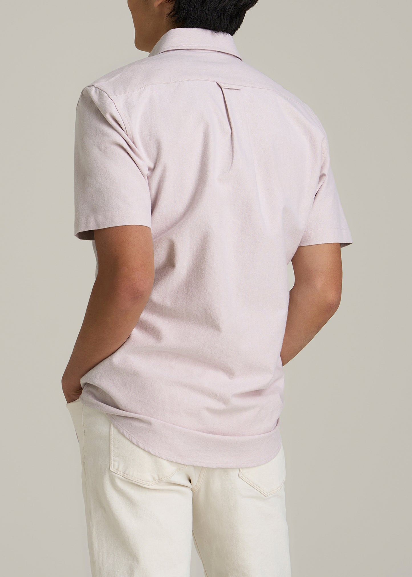 Short Sleeve Oxford Button Shirt For Tall Men in Burnished Lilac