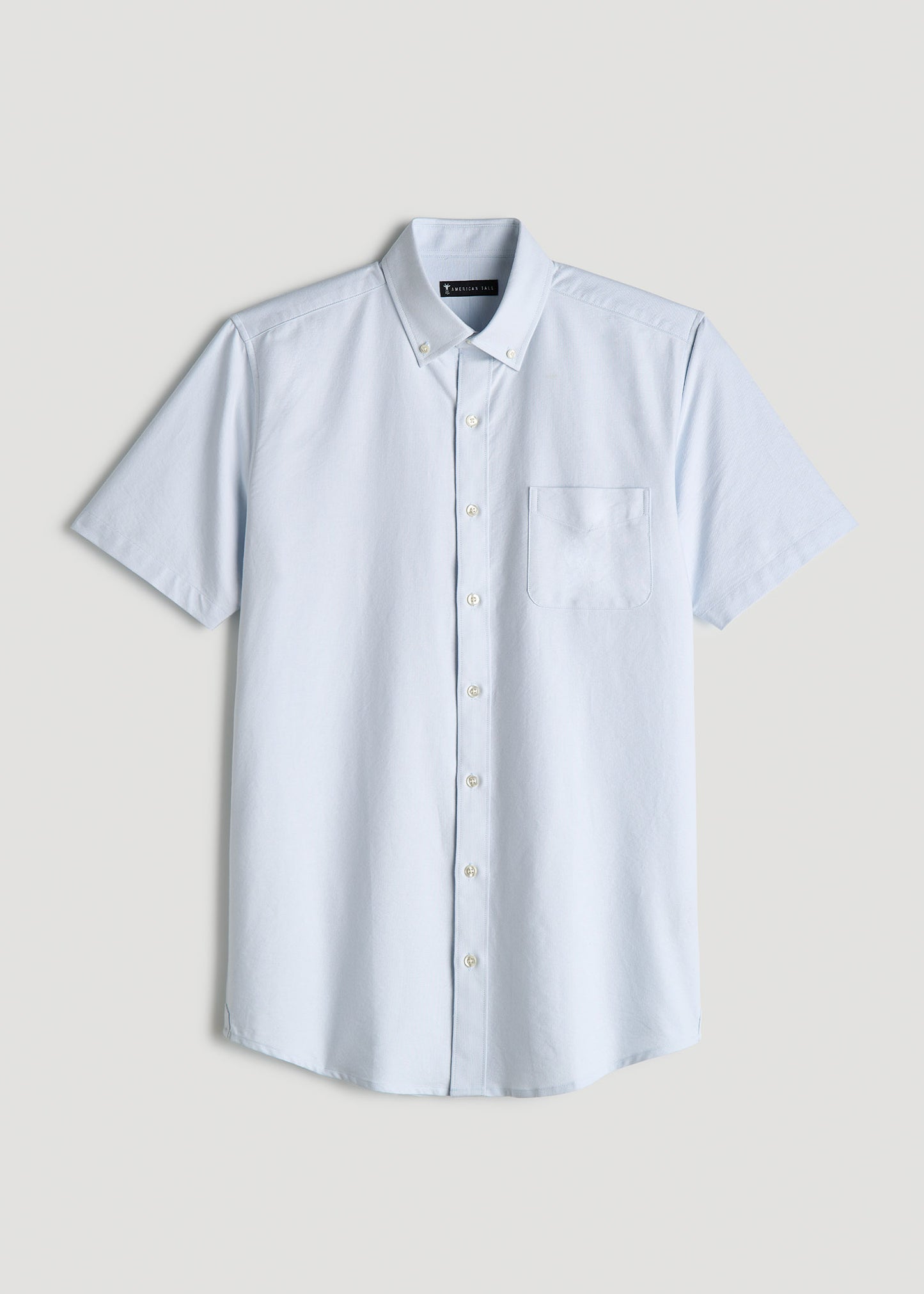 Short Sleeve Oxford Button Shirt For Tall Men in Light Blue