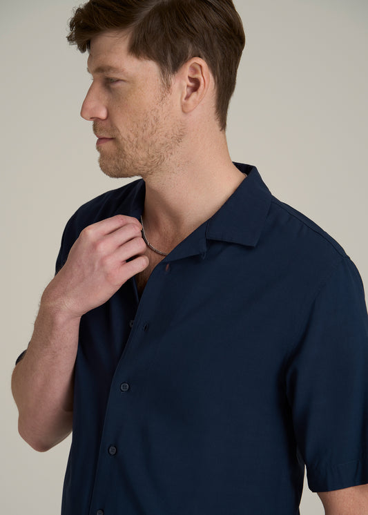 Short Sleeve Resort Shirt for Tall Men in Navy