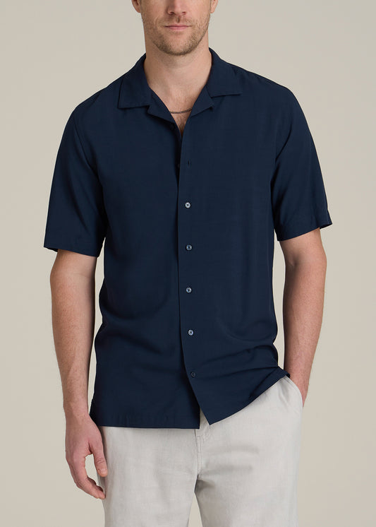 Short Sleeve Resort Shirt for Tall Men in Navy