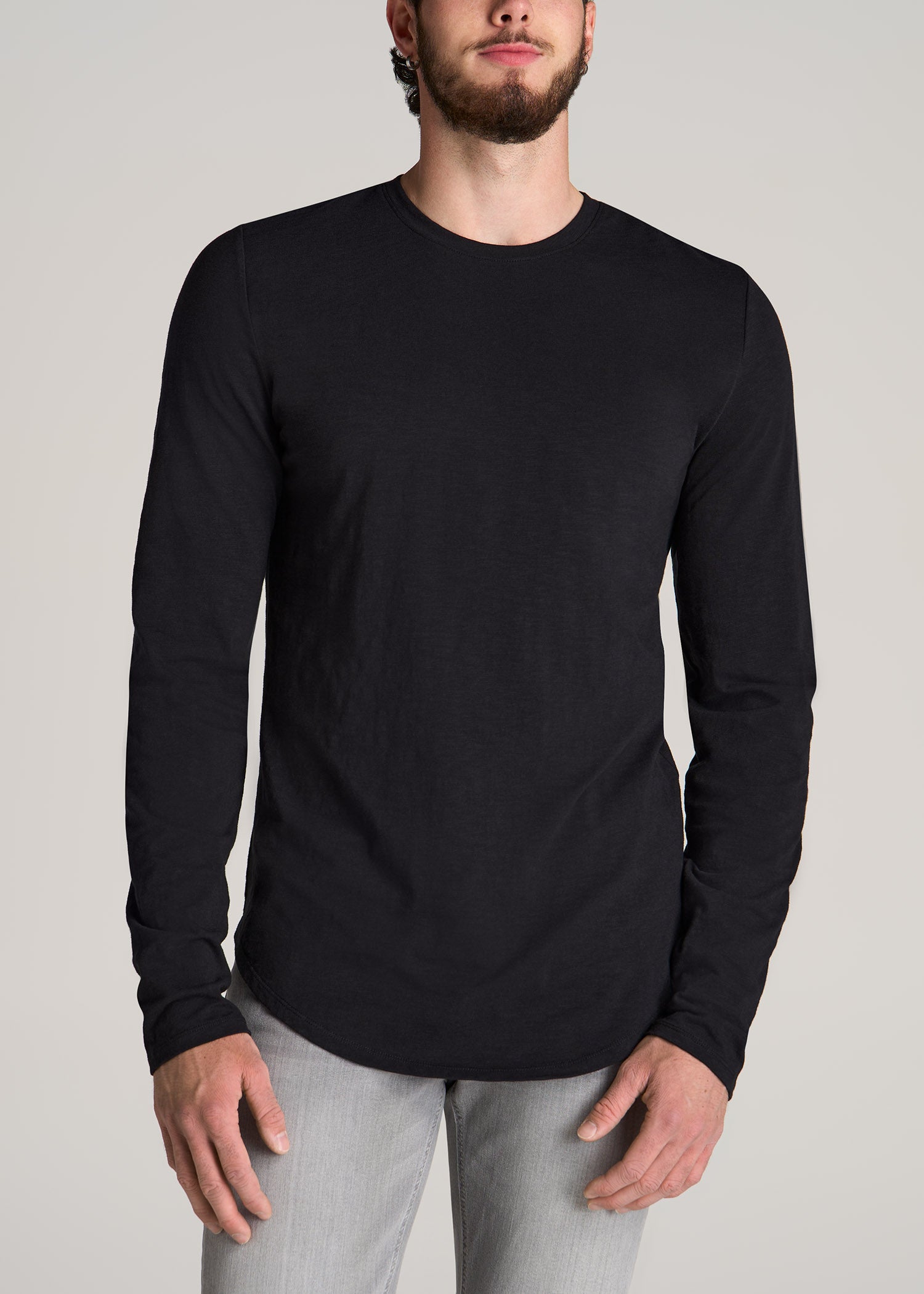 American-Tall-Men-Slub-Long-Sleeve-Scoop-Tee-Black-front