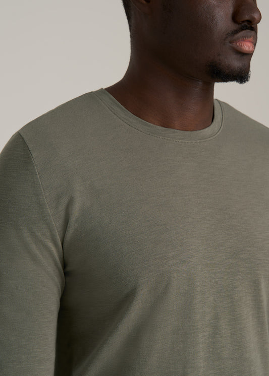 Slub Long Sleeve Scoop Tall Men's Tee in Camper Green