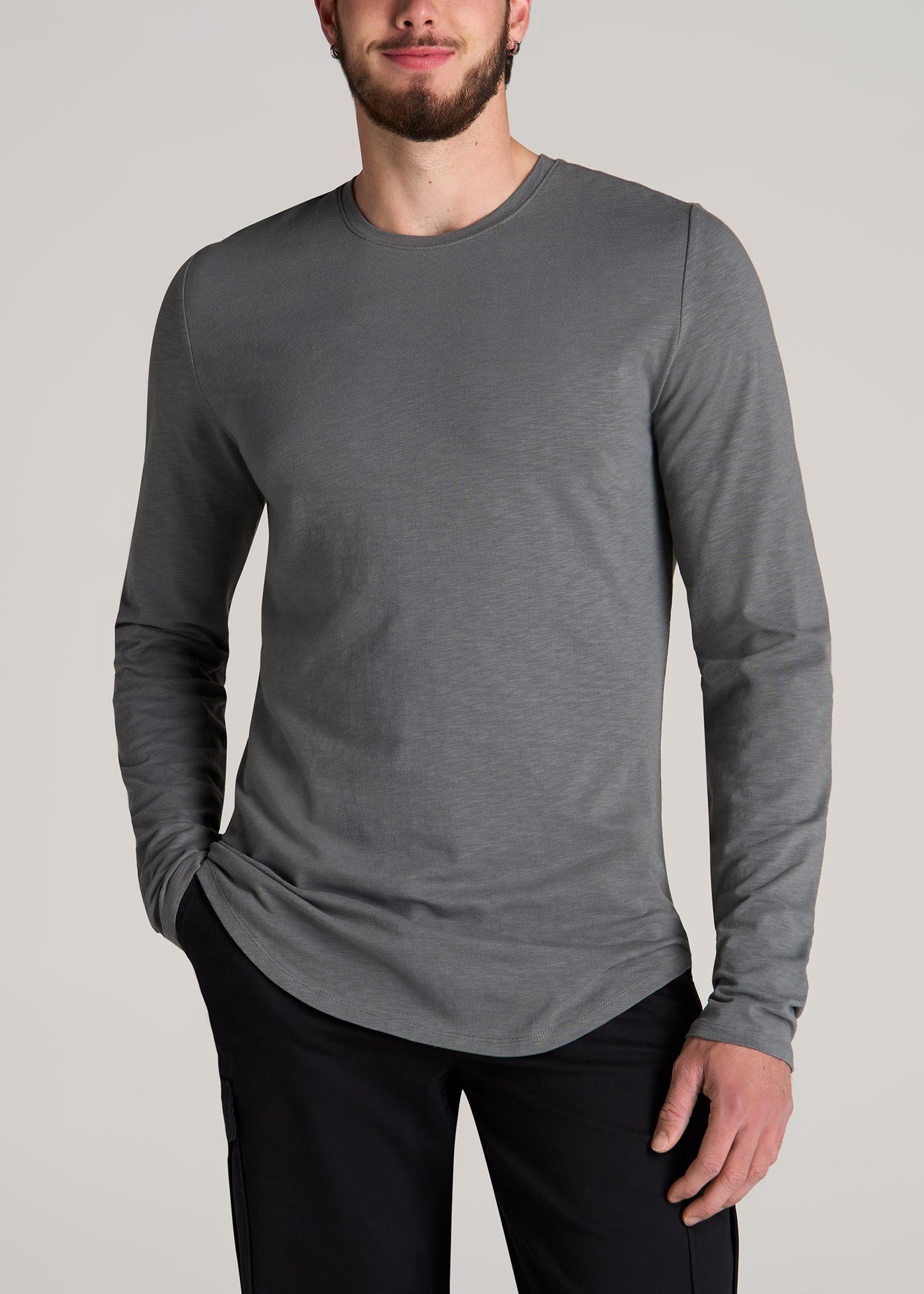 American-Tall-Men-Slub-Long-Sleeve-Scoop-Tee-Charcoal-front