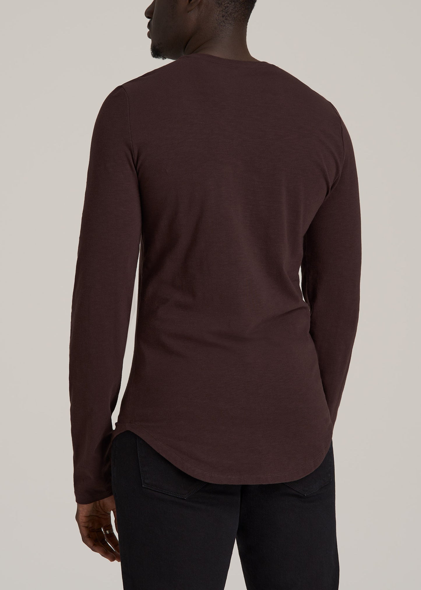 Slub Long Sleeve Scoop Tall Men's Tee in Oxblood