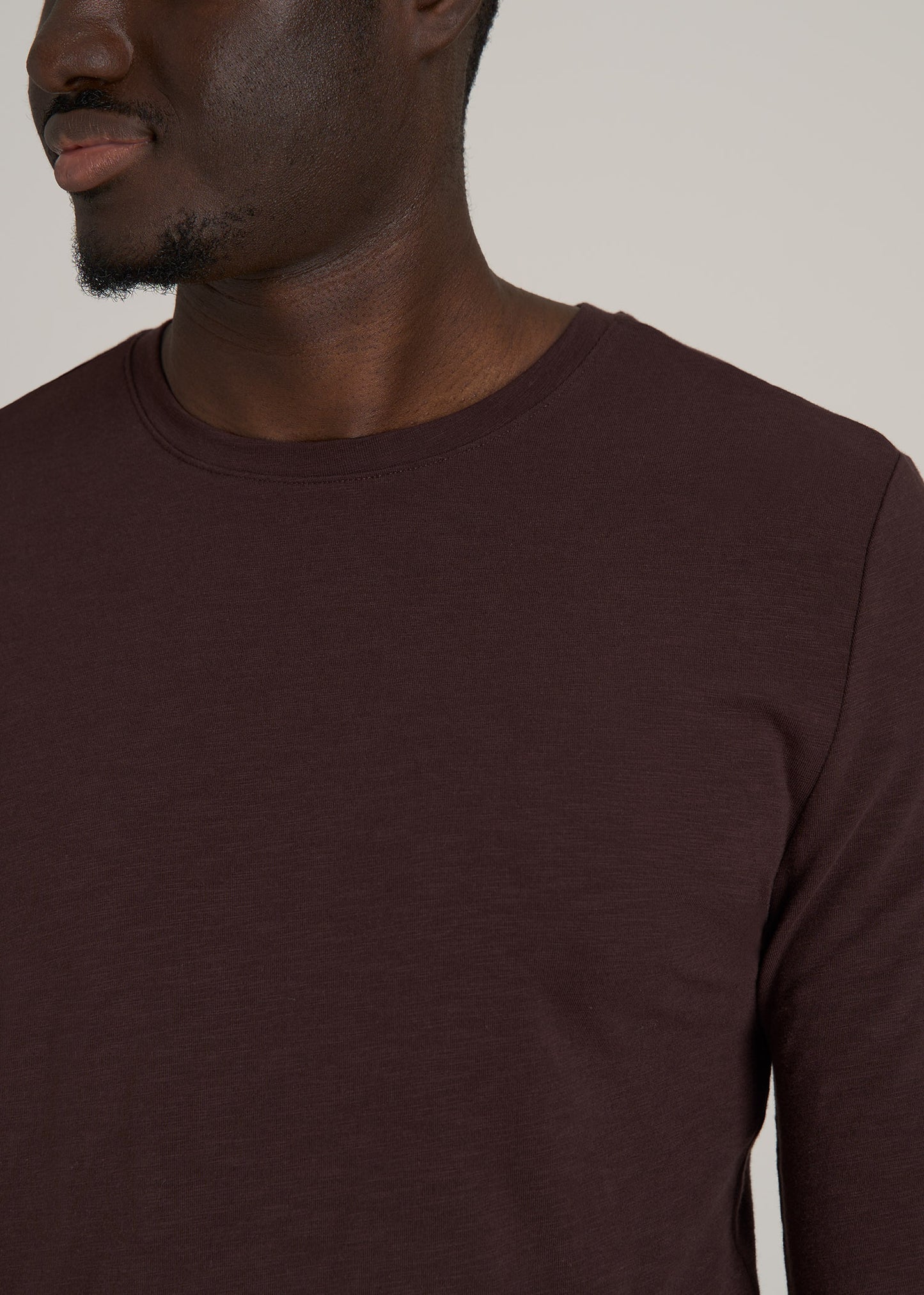 Slub Long Sleeve Scoop Tall Men's Tee in Oxblood