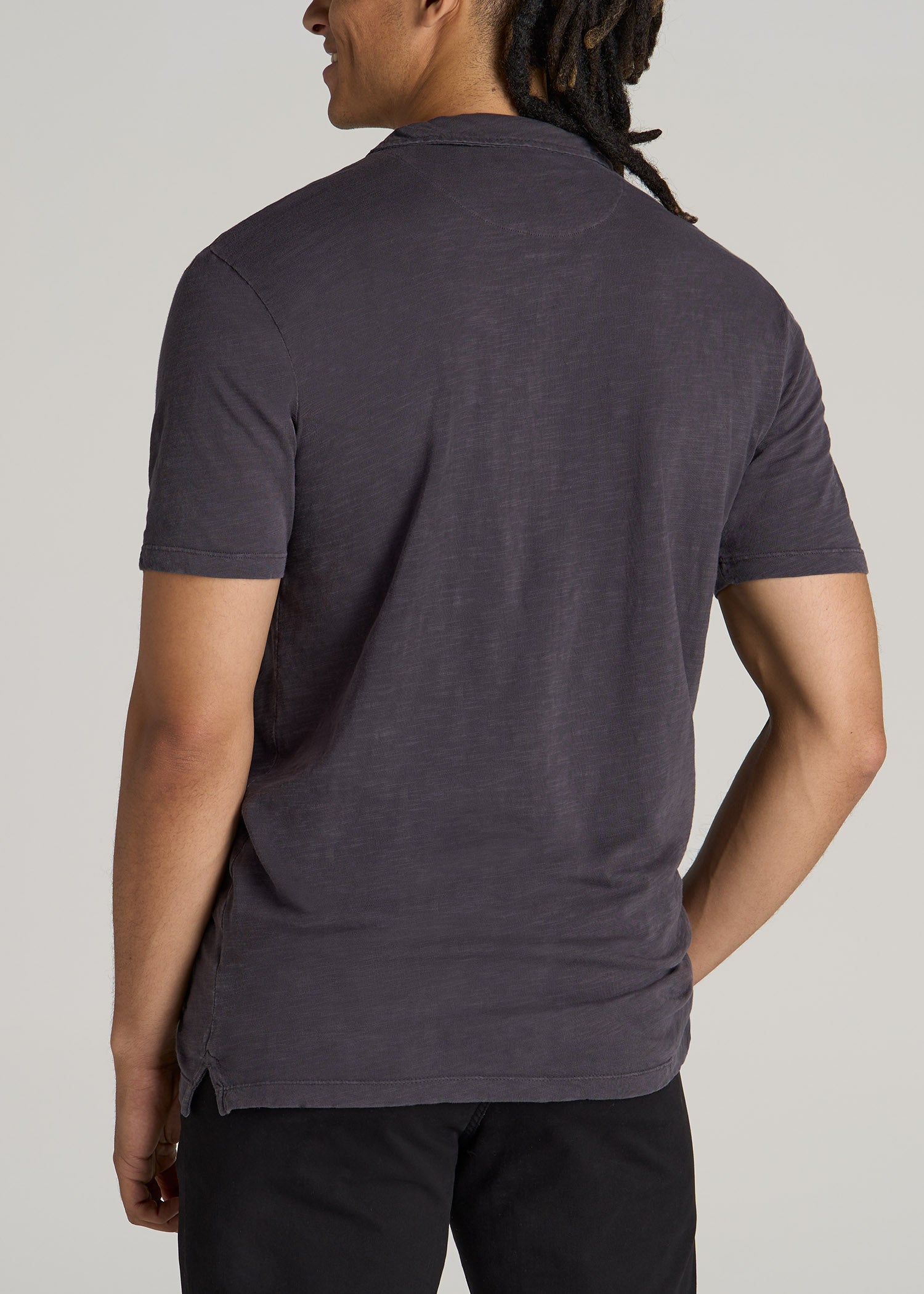 American-Tall-Men-Slub-Polo-Shirt-Charcoal-back