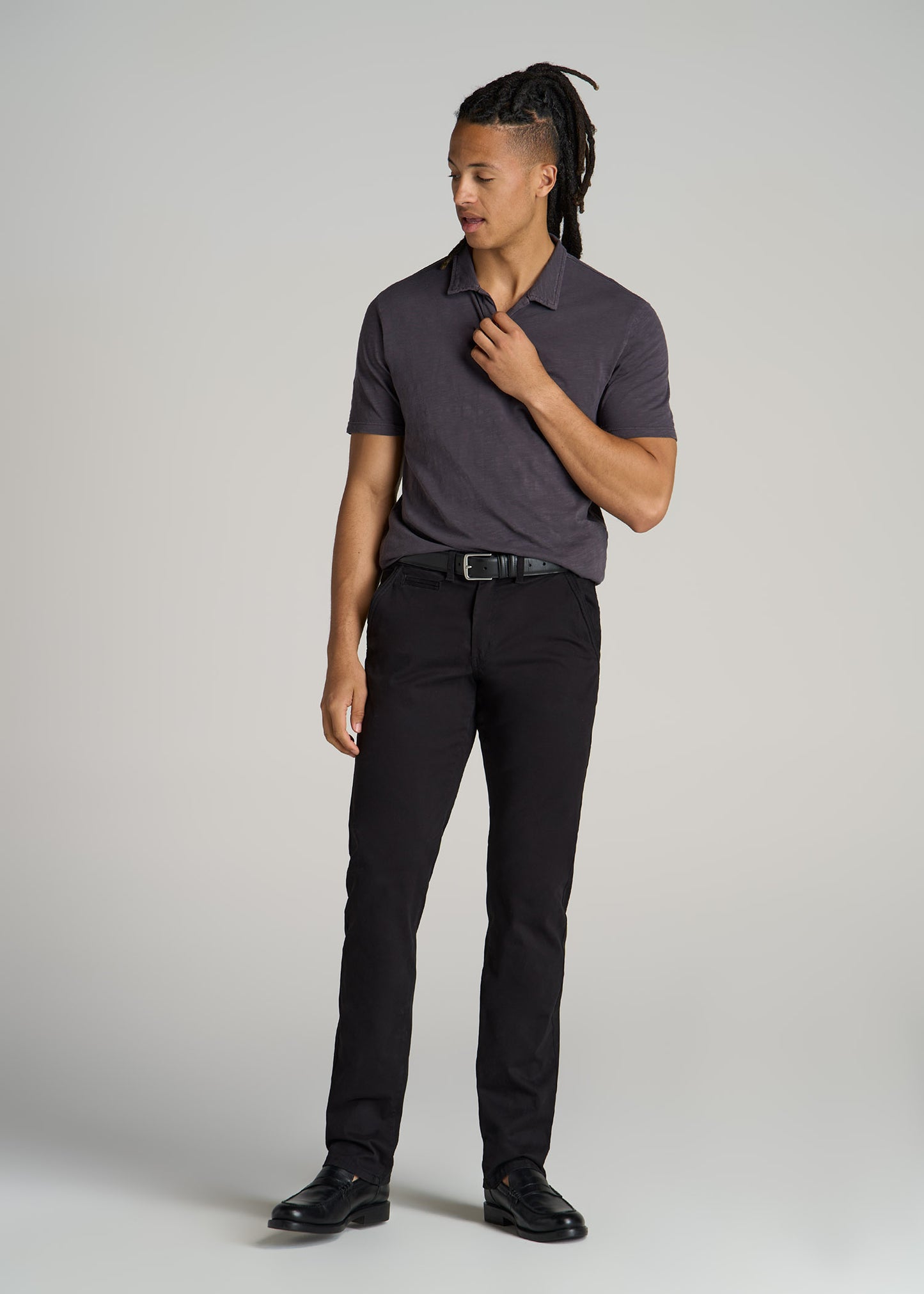 American-Tall-Men-Slub-Polo-Shirt-Charcoal-full