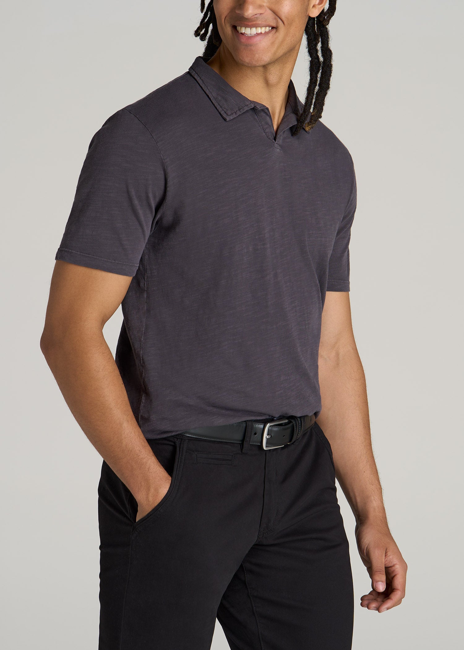 American-Tall-Men-Slub-Polo-Shirt-Charcoal-side