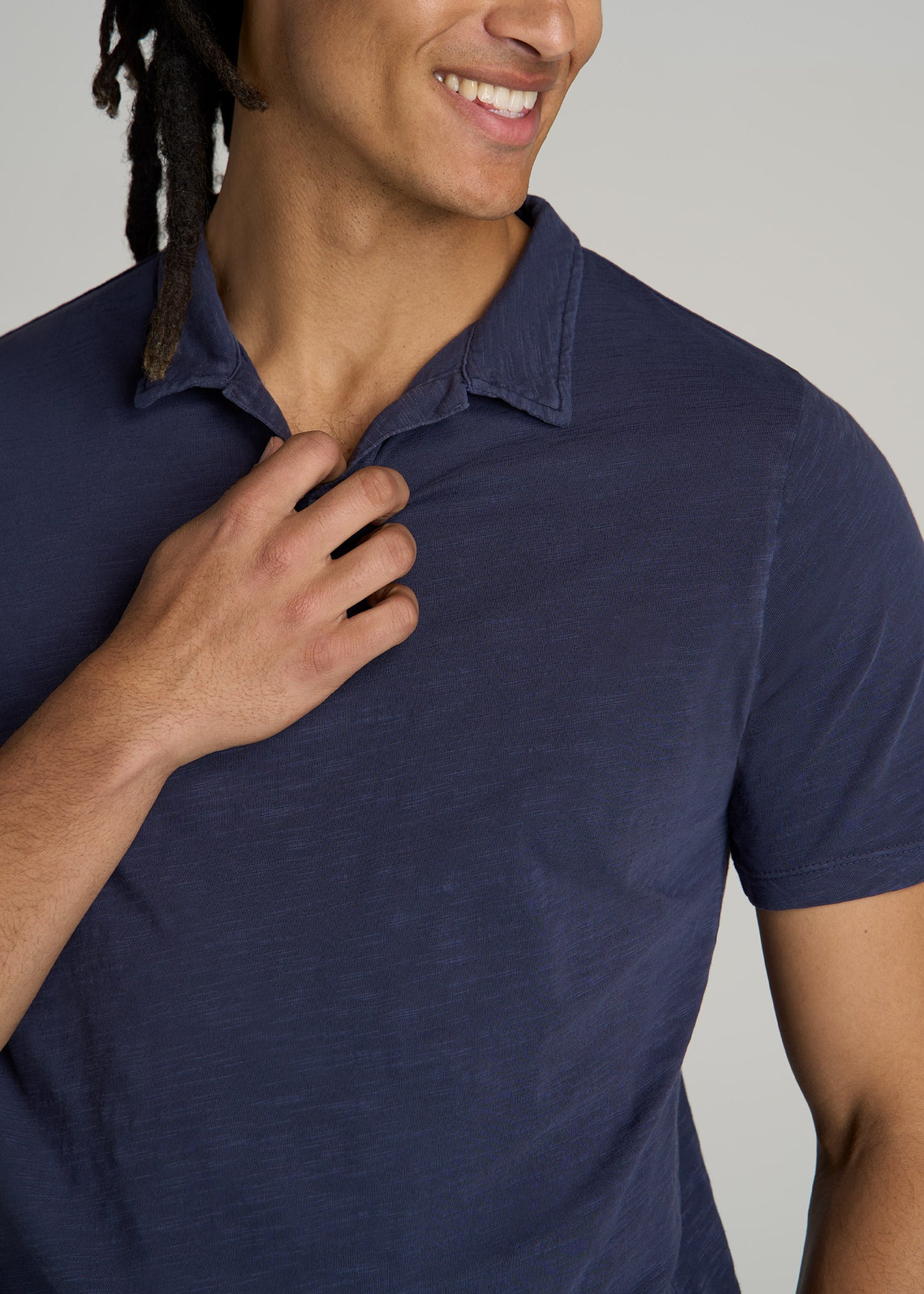 American-Tall-Men-Slub-Polo-Shirt-Navy-detail