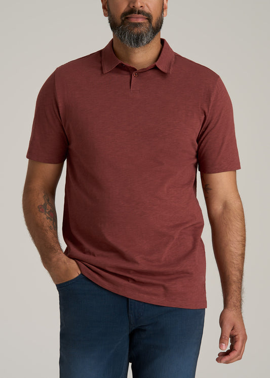 Slub Self Collar Tall Polo Shirt in Intense Rust