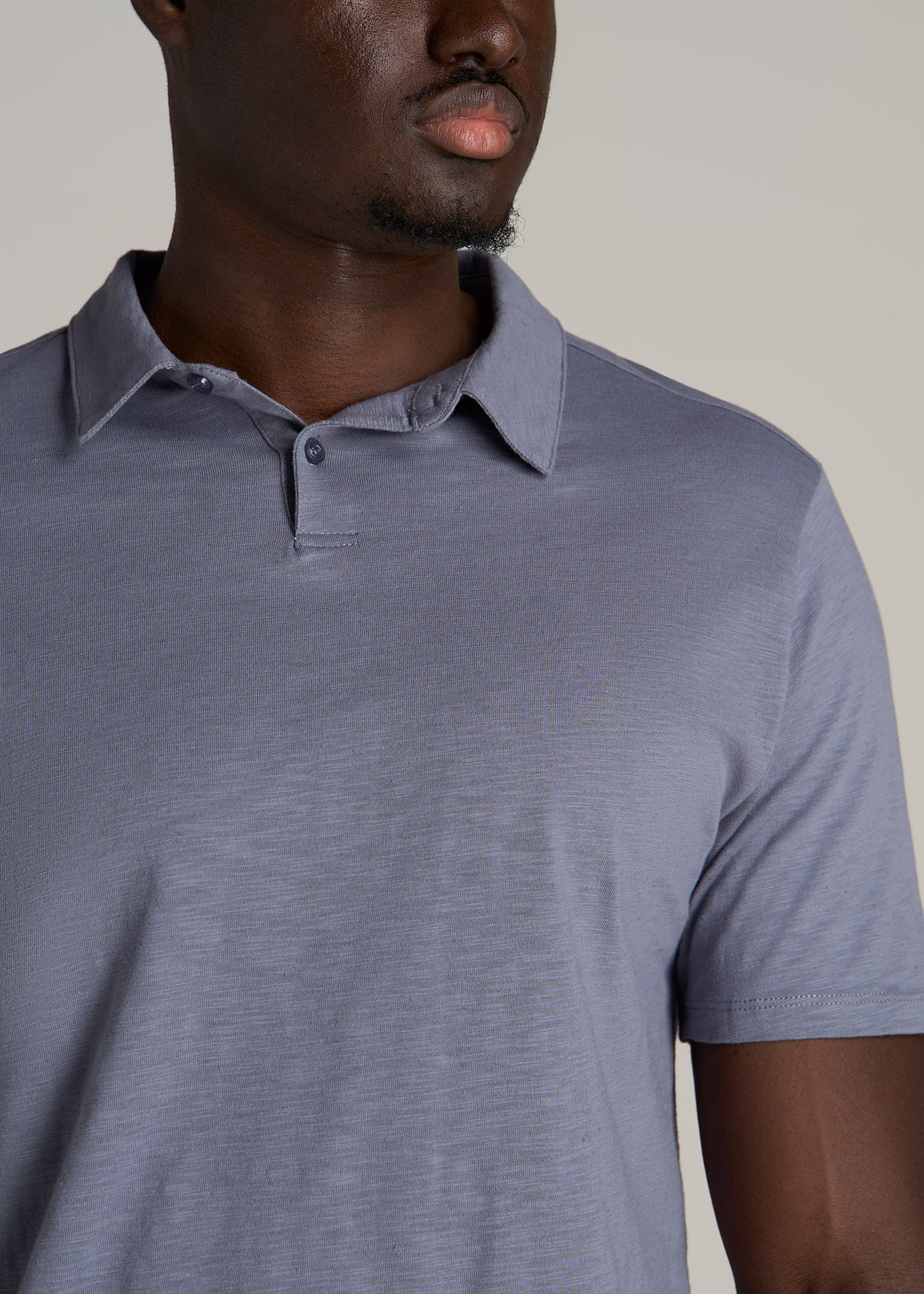 Slub Self Collar Tall Polo Shirt in Skyline Grey