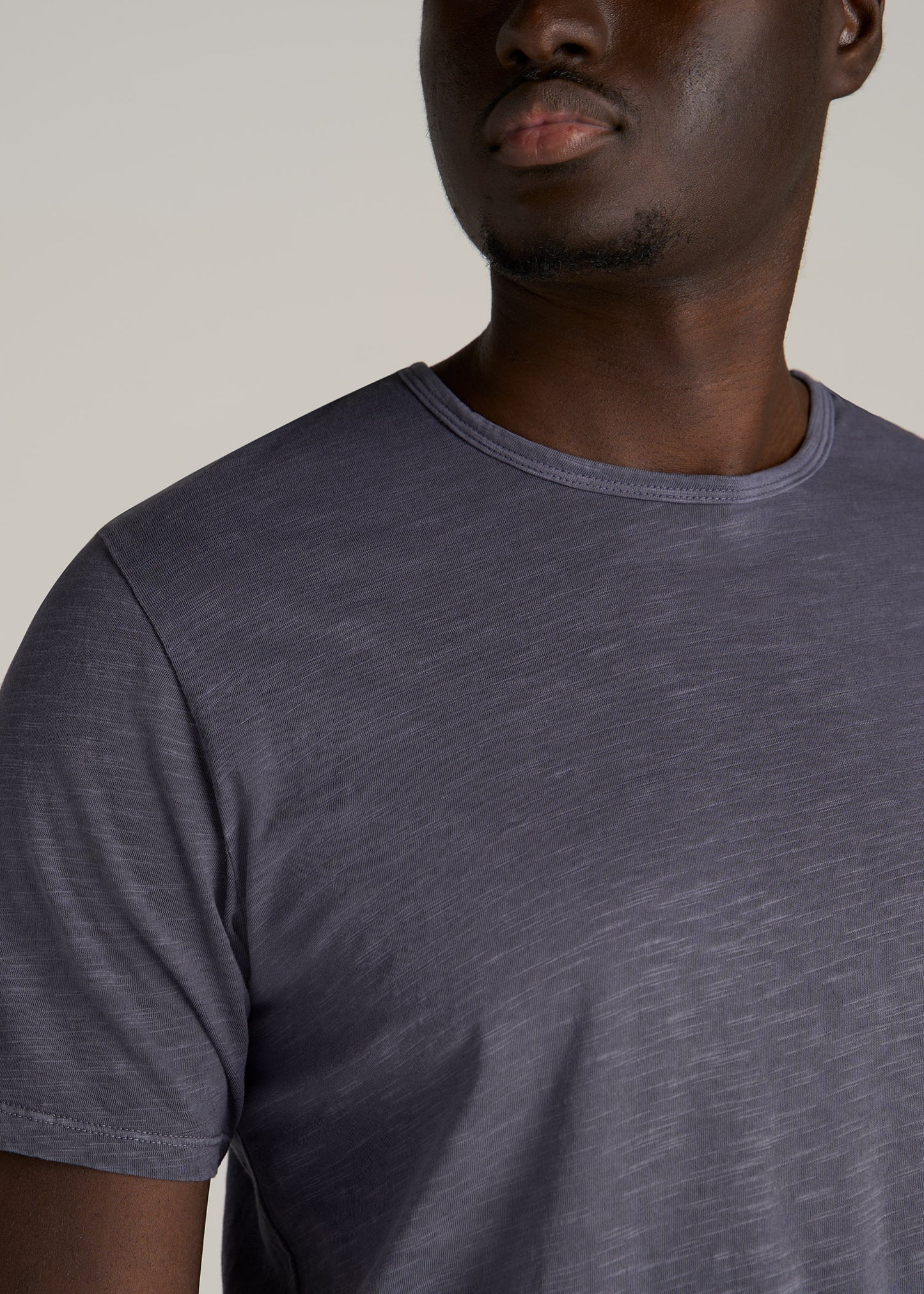 American-Tall-Men-Slub-Tee-Grey-Blue-detail