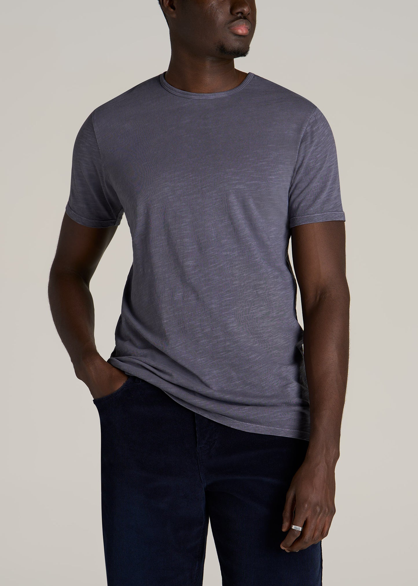 American-Tall-Men-Slub-Tee-Grey-Blue-front