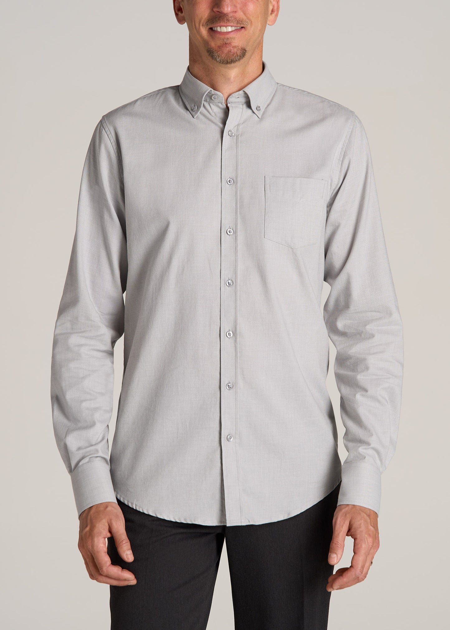 American-Tall-Men-Soft-Wash-Light-Grey-Dobby-front