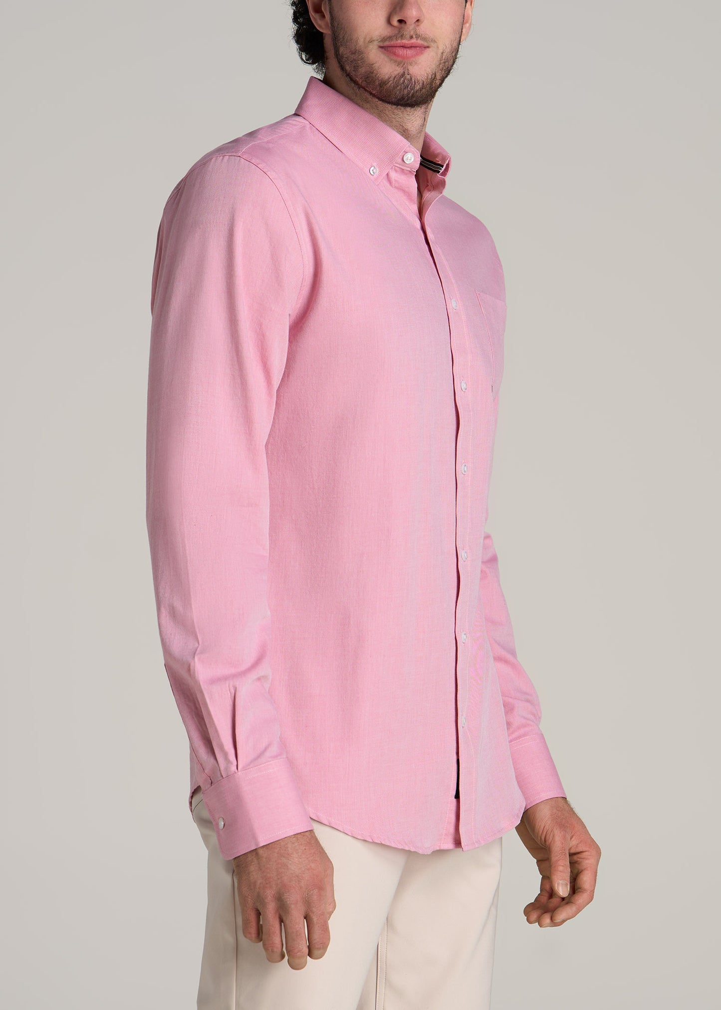 Soft-Wash Button-Up Shirt for Tall Men in Soft Rose