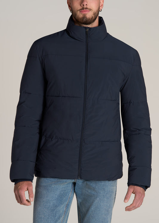 American-Tall-Men-Stand-Collar-Puffer-Coat-Evening-Blue-front