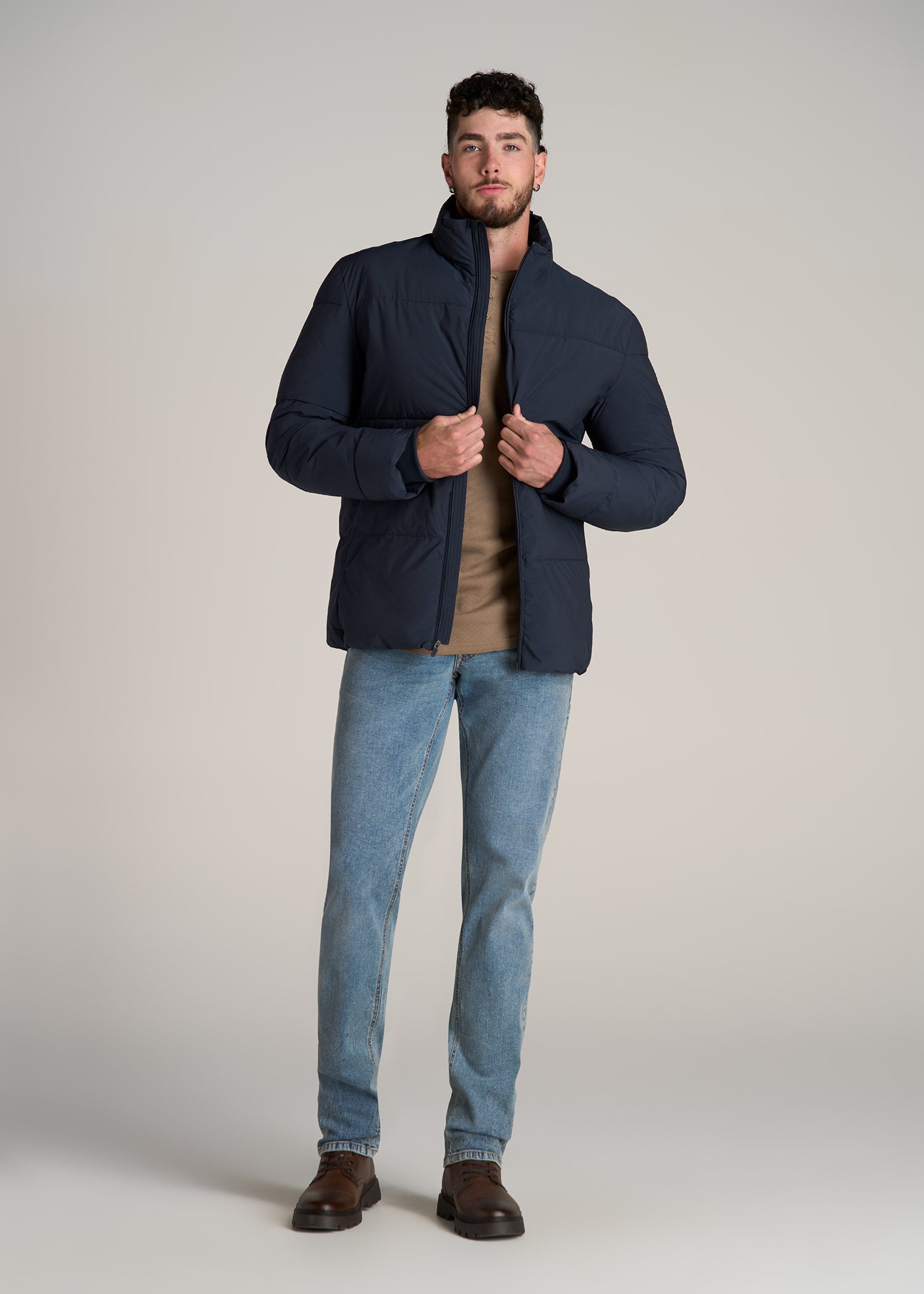 American-Tall-Men-Stand-Collar-Puffer-Coat-Evening-Blue-full