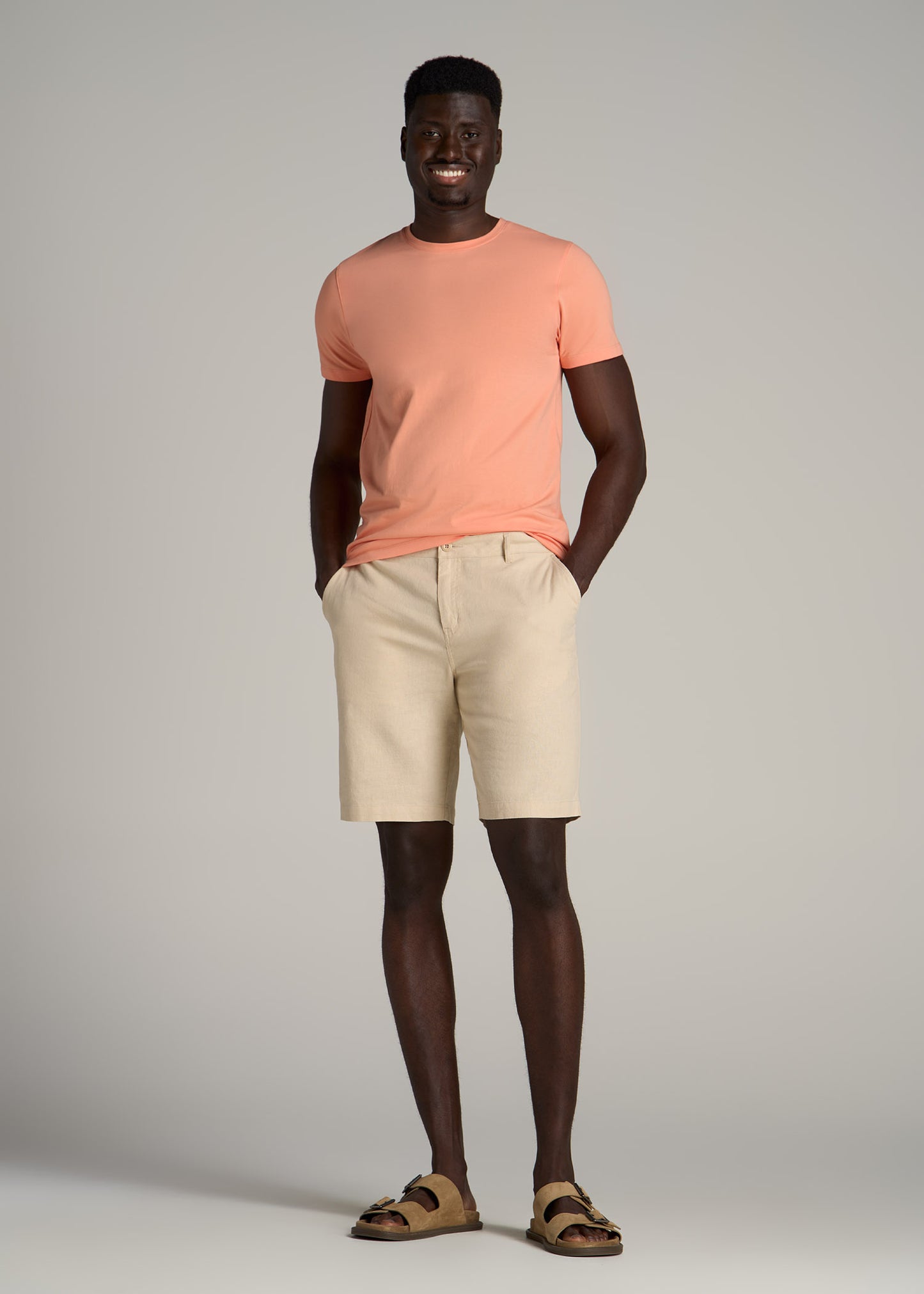 The Essential MODERN-FIT Crewneck Tee for Tall Men in Apricot Crush