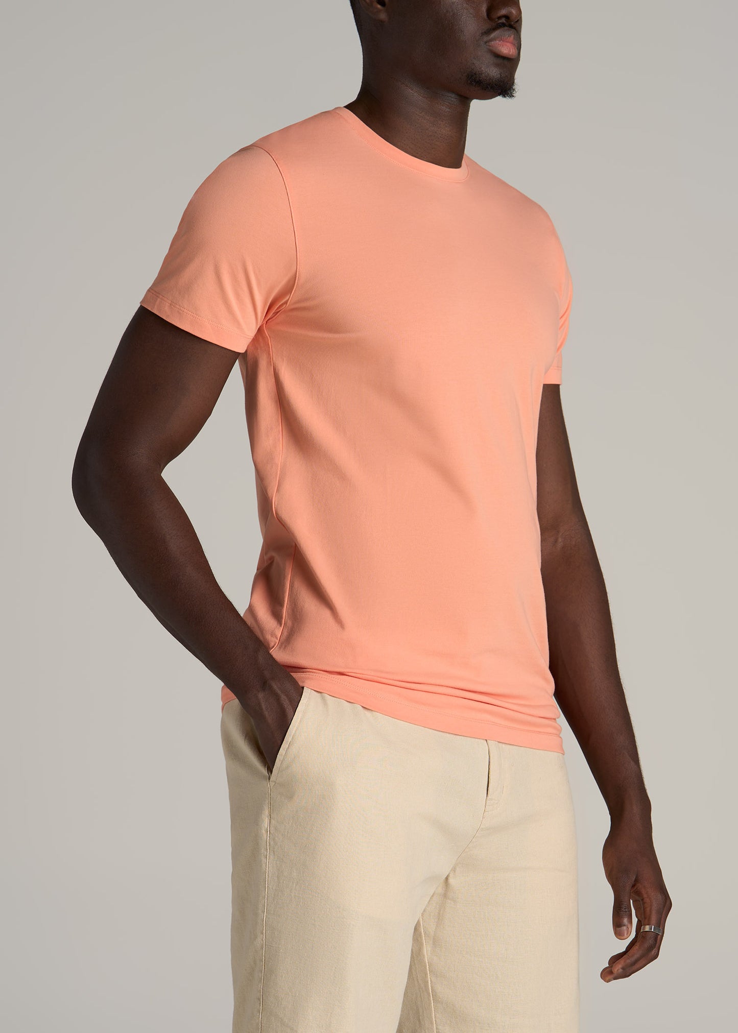 The Essential MODERN-FIT Crewneck Tee for Tall Men in Apricot Crush