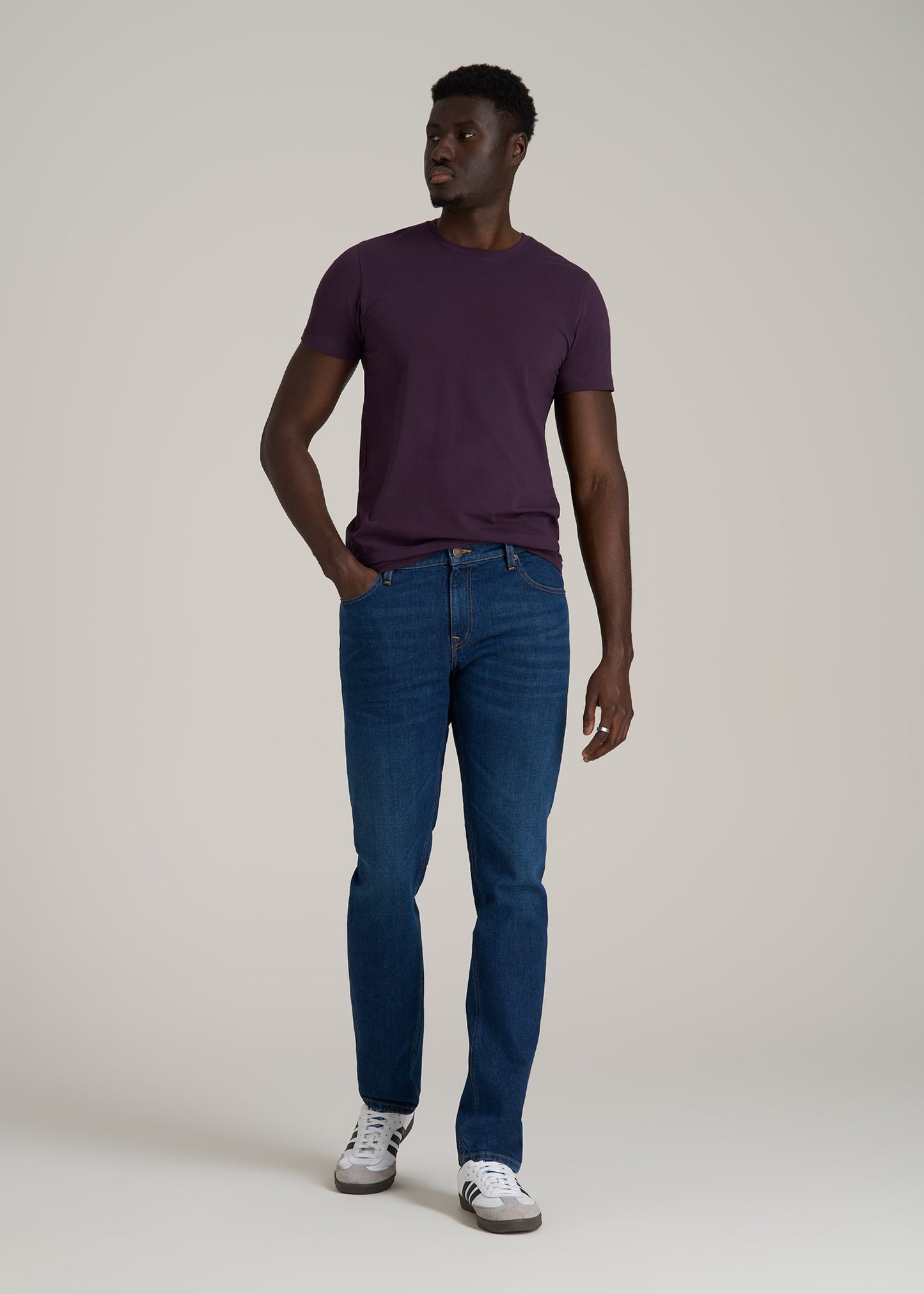 The Essential MODERN-FIT Crewneck Tee for Tall Men in Midnight Plum