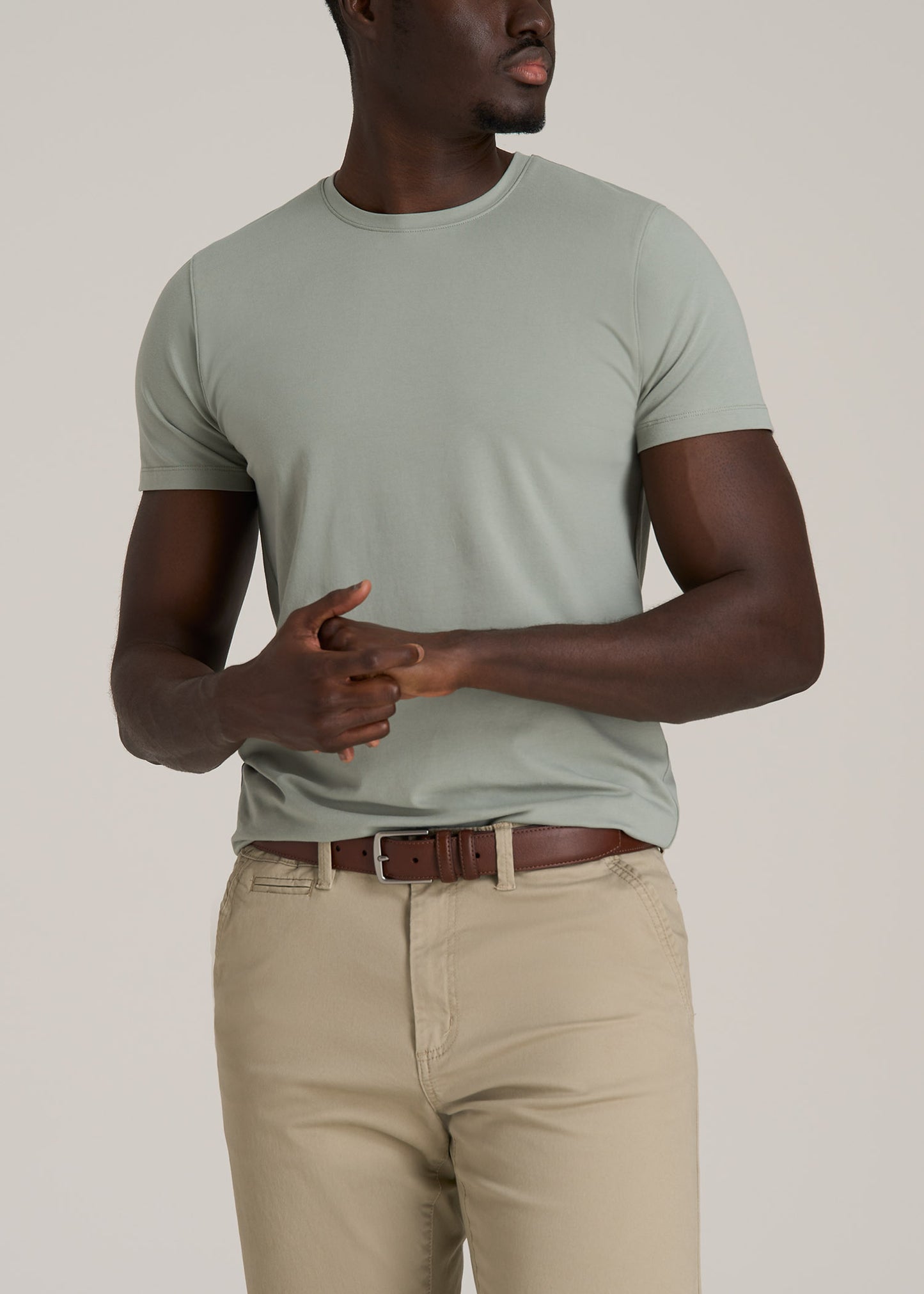 The Essential MODERN-FIT Crewneck Tee for Tall Men in Seagrass