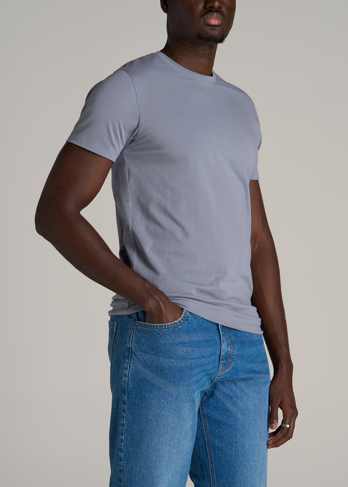 The Essential MODERN-FIT Crewneck Tee for Tall Men in Skyline Grey