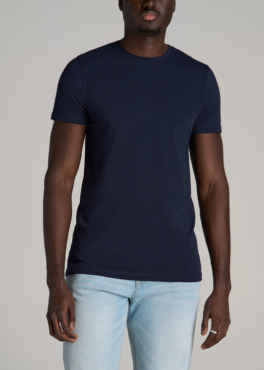 The Essential MODERN-FIT Crewneck Tee for Tall Men in True Navy