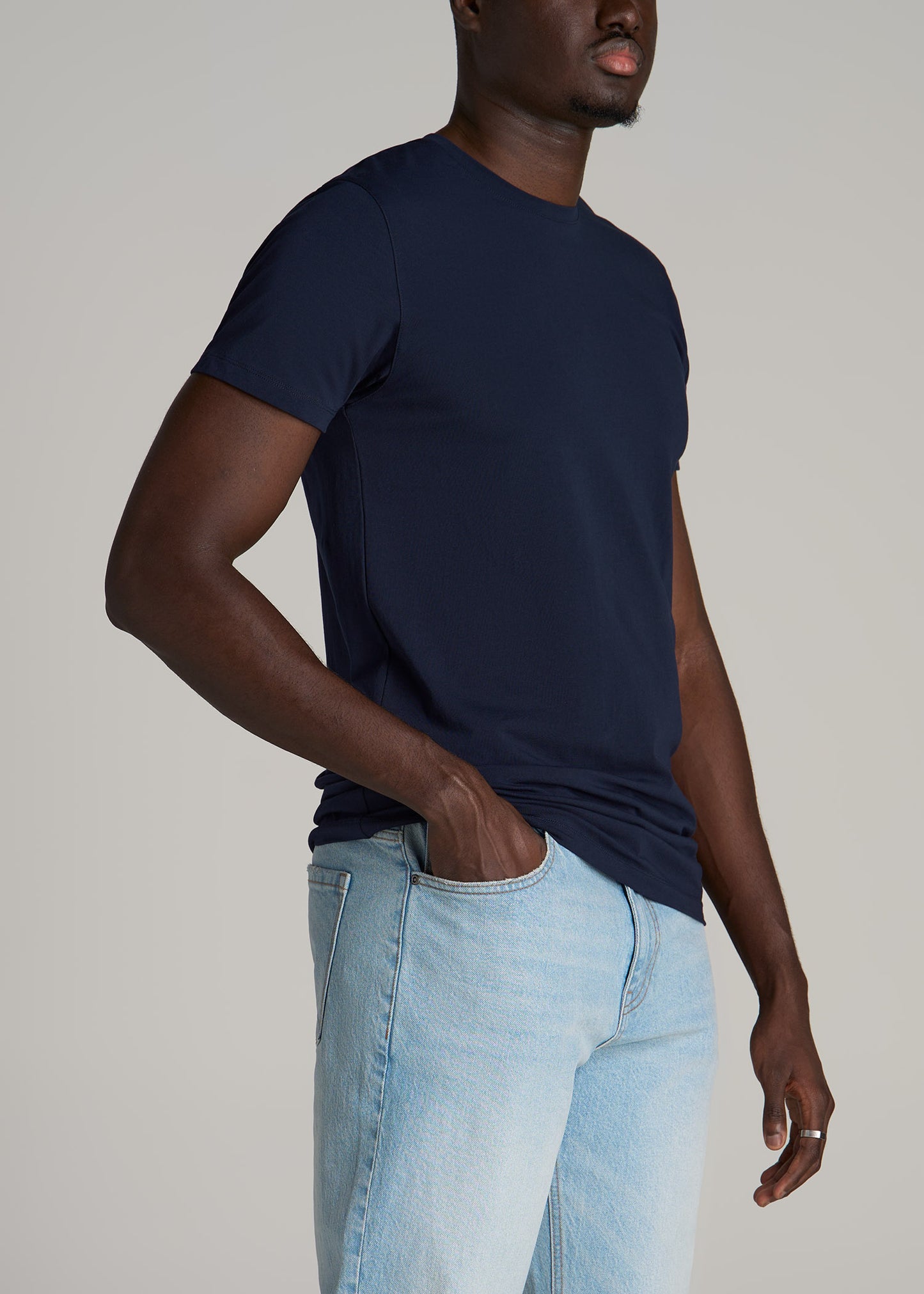 The Essential MODERN-FIT Crewneck Tee for Tall Men in True Navy