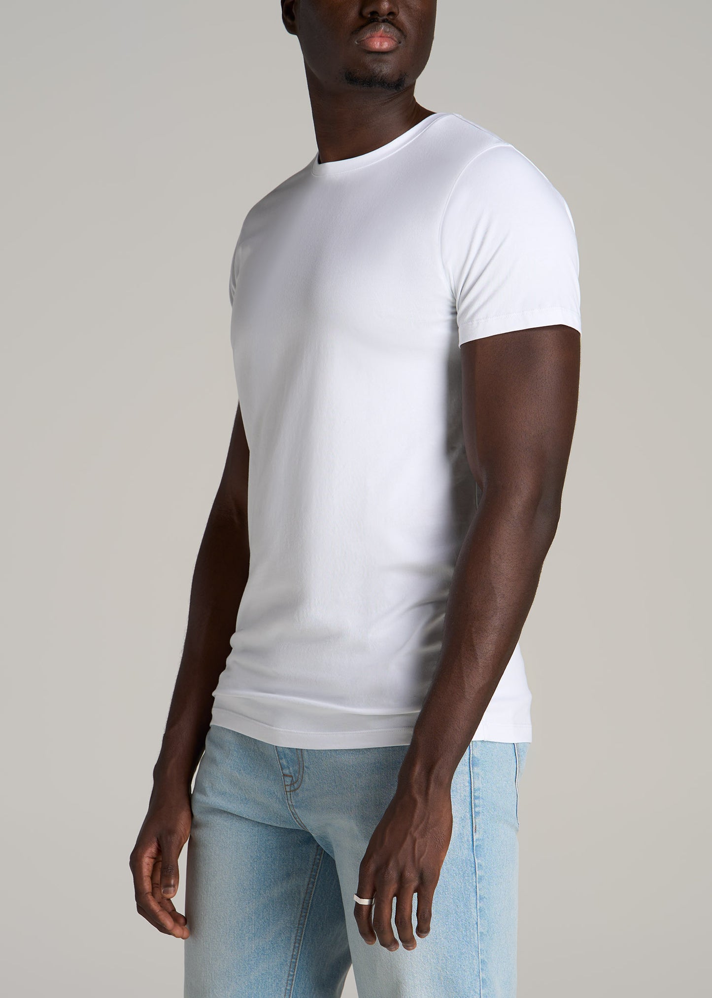 The Essential MODERN-FIT Crewneck Tee for Tall Men in White