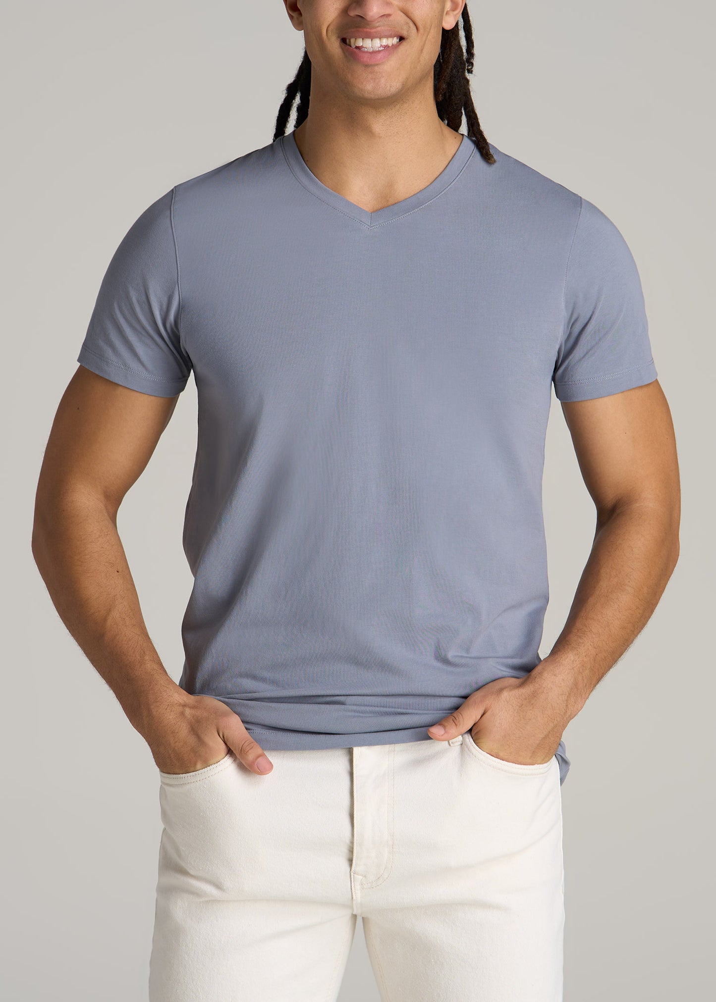 The Essential MODERN-FIT V-Neck Tee for Tall Men in Skyline Grey