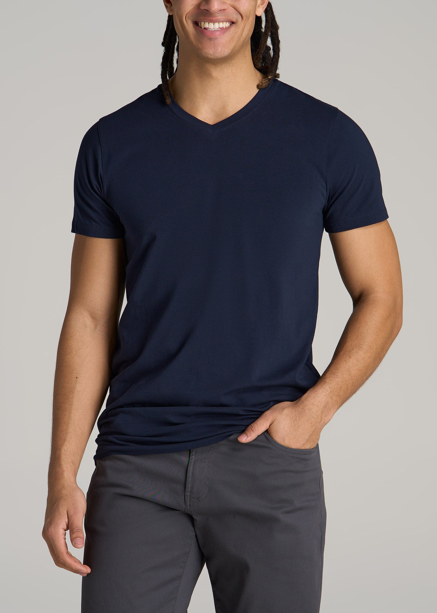 The Essential MODERN-FIT V-Neck Tee for Tall Men in True Navy